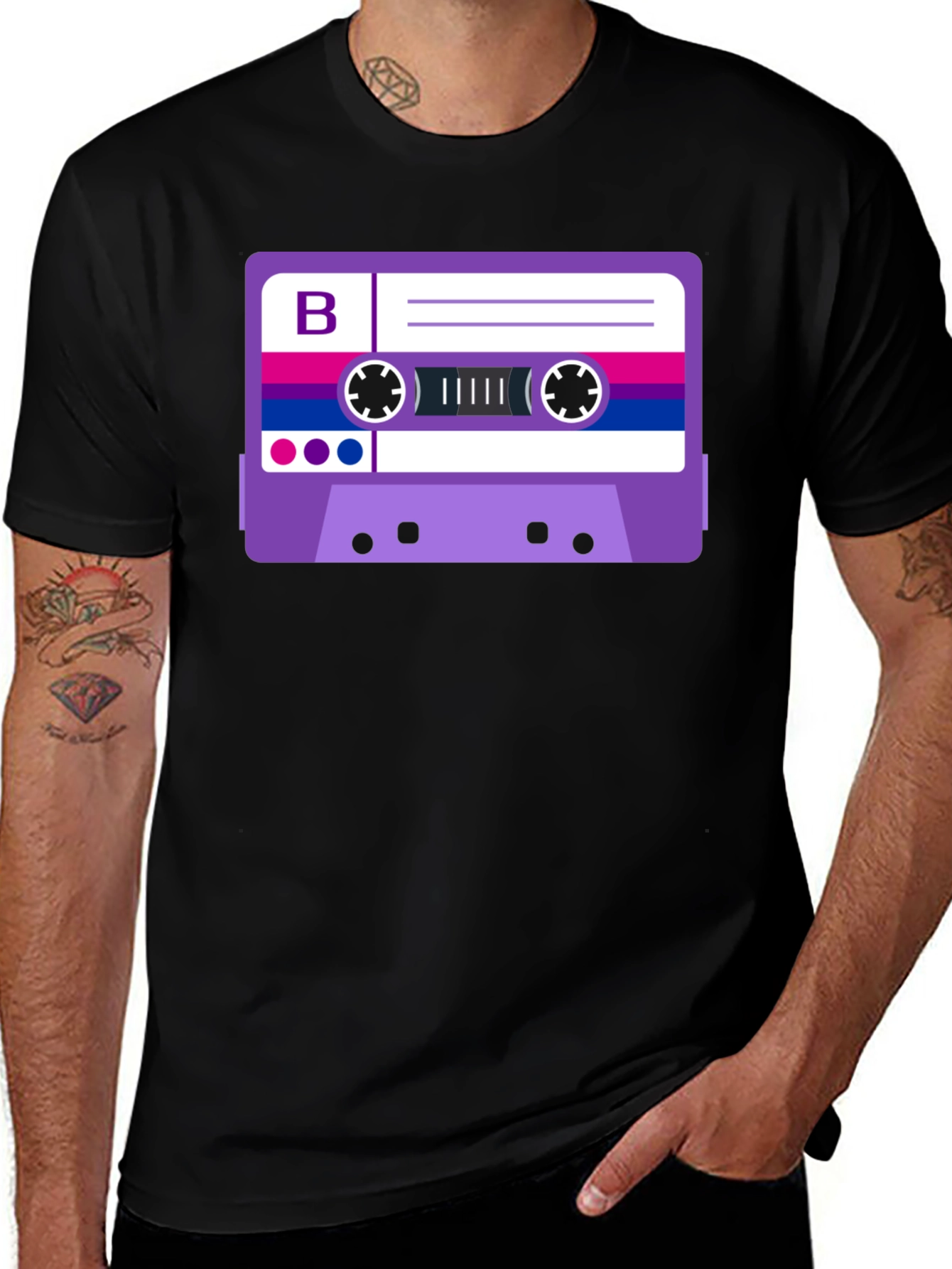 Bisexual Pride Cassette Tape Graphic Tee