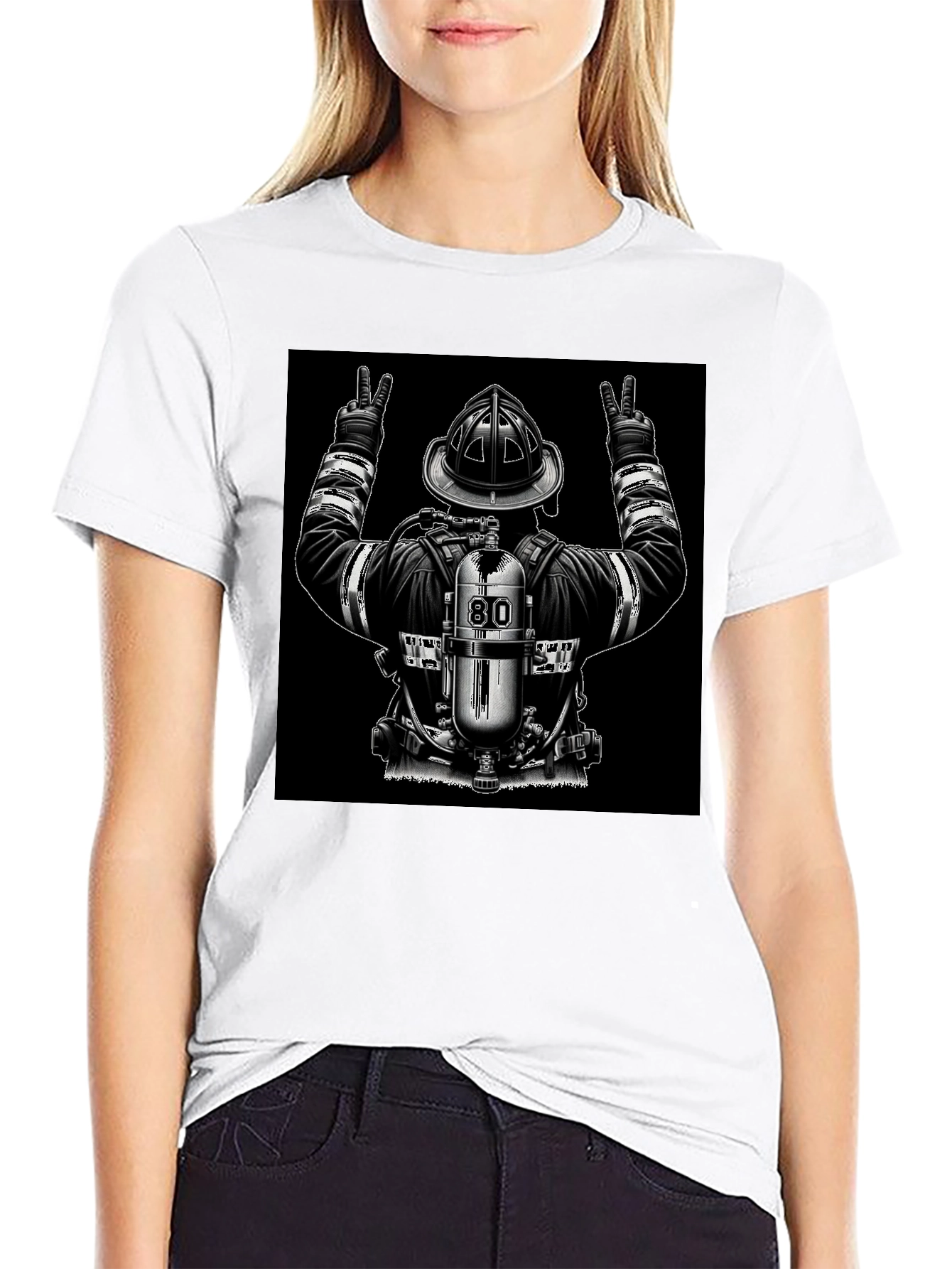 Firefighter Peace Sign Graphic T-Shirt