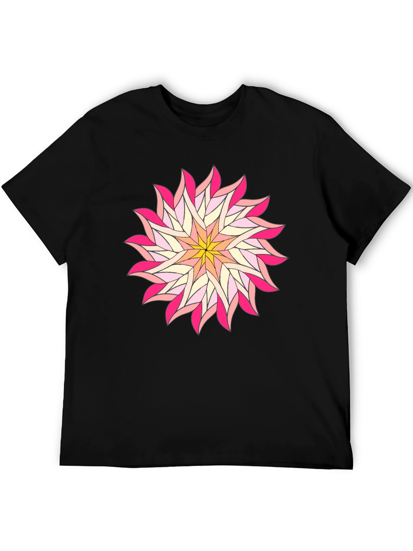 Floral Mandala Graphic T-Shirt - Black