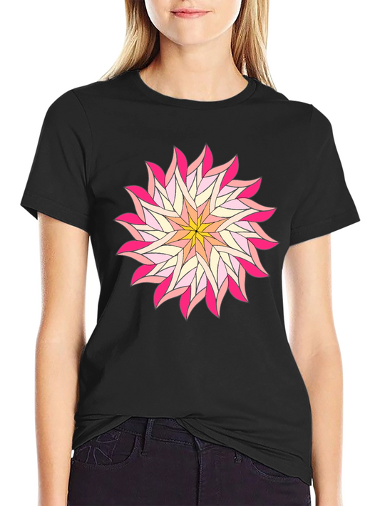 Floral Mandala Graphic T-Shirt - Black