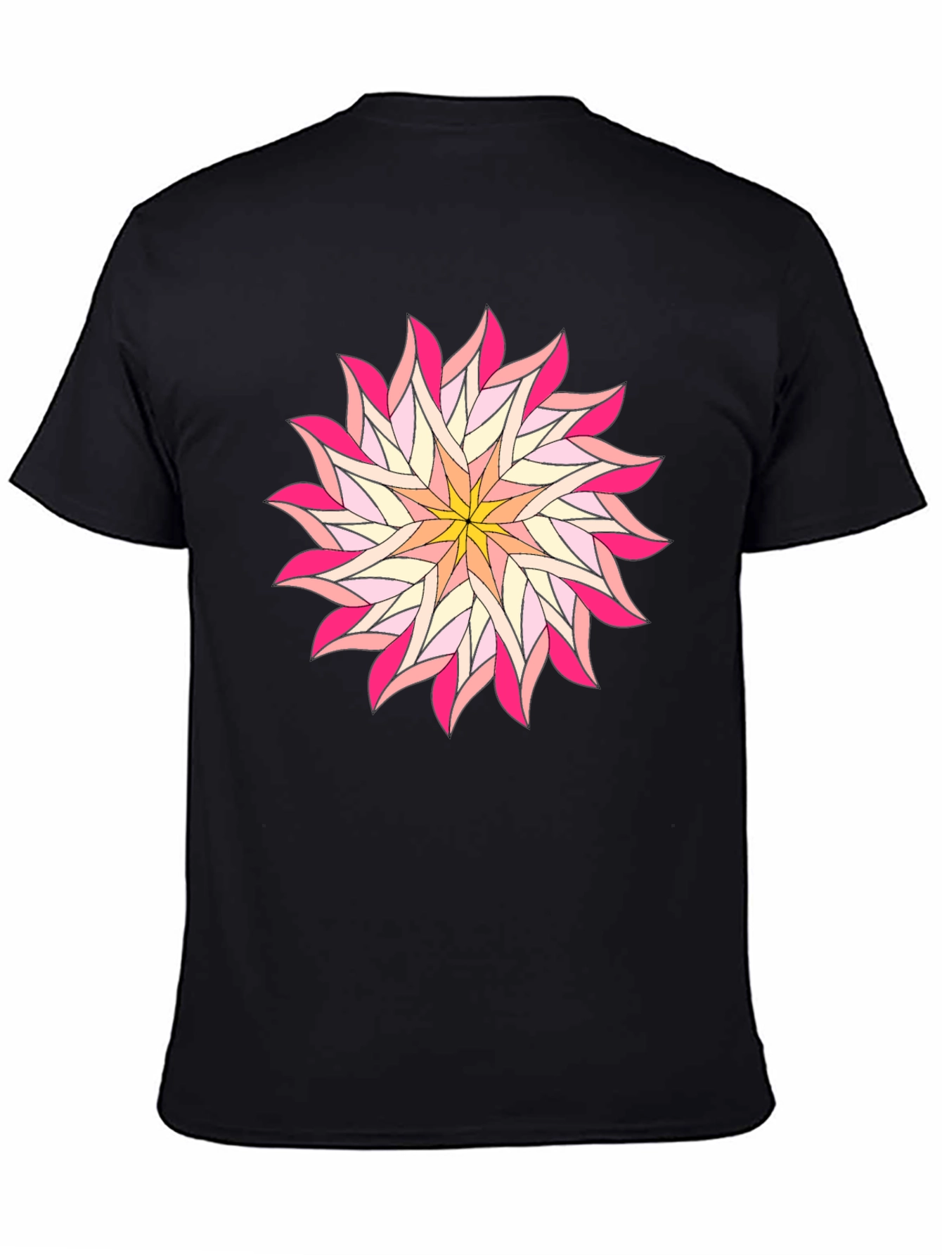 Floral Mandala Graphic T-Shirt - Black