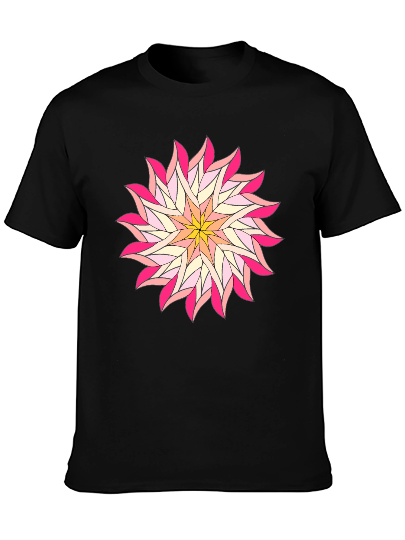 Floral Mandala Graphic T-Shirt - Black