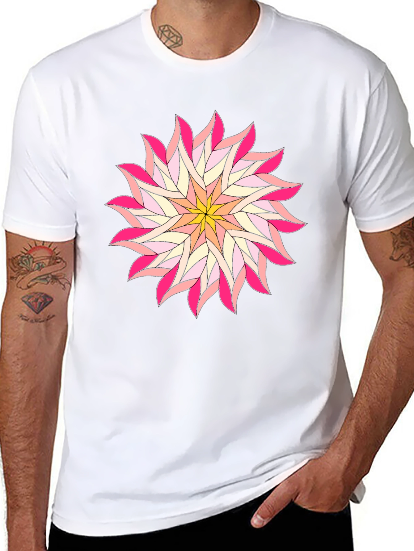 Floral Mandala Graphic T-Shirt - Black