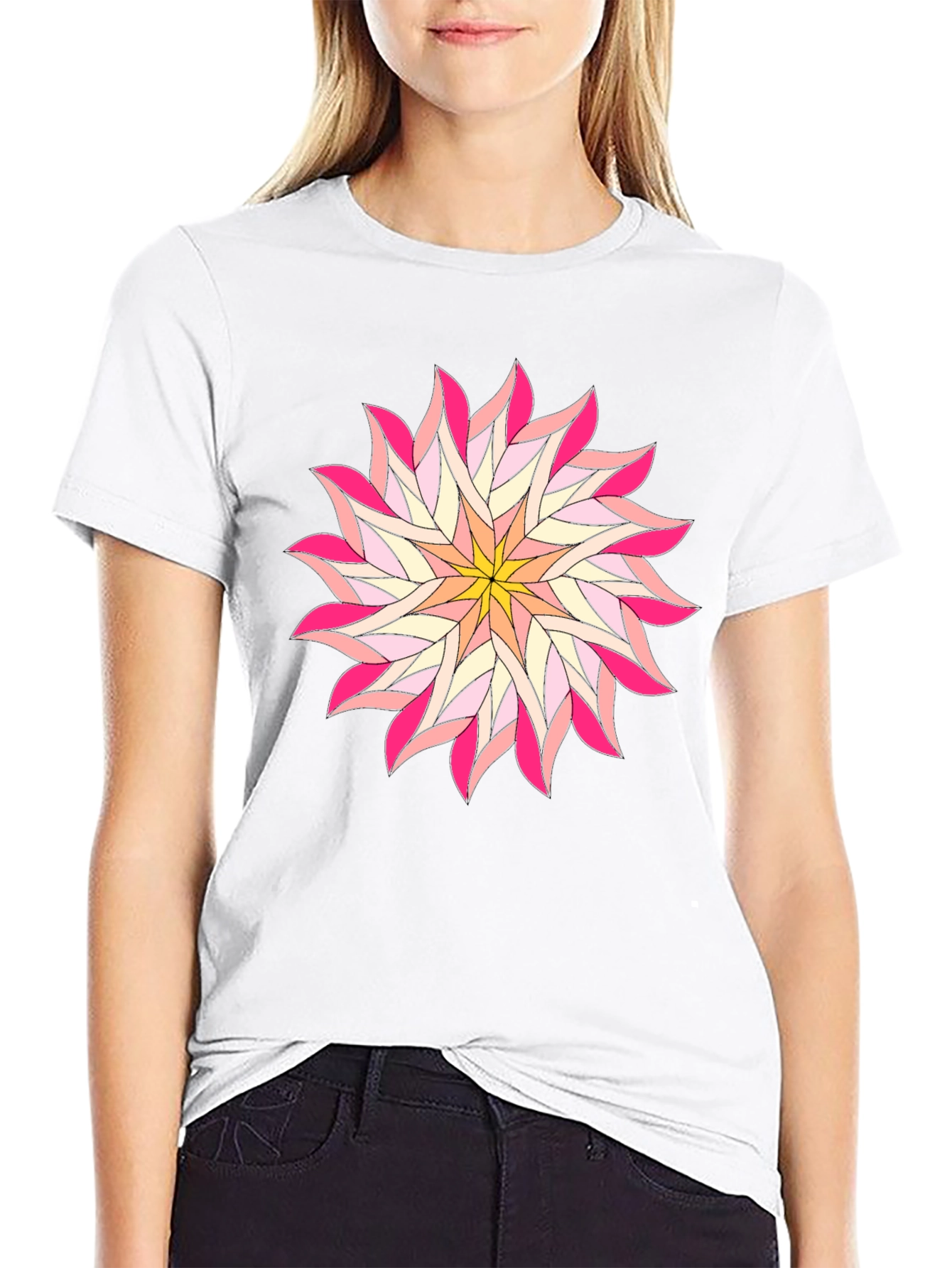 Floral Mandala Graphic T-Shirt - Black