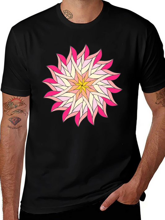 Floral Mandala Graphic T-Shirt - Black