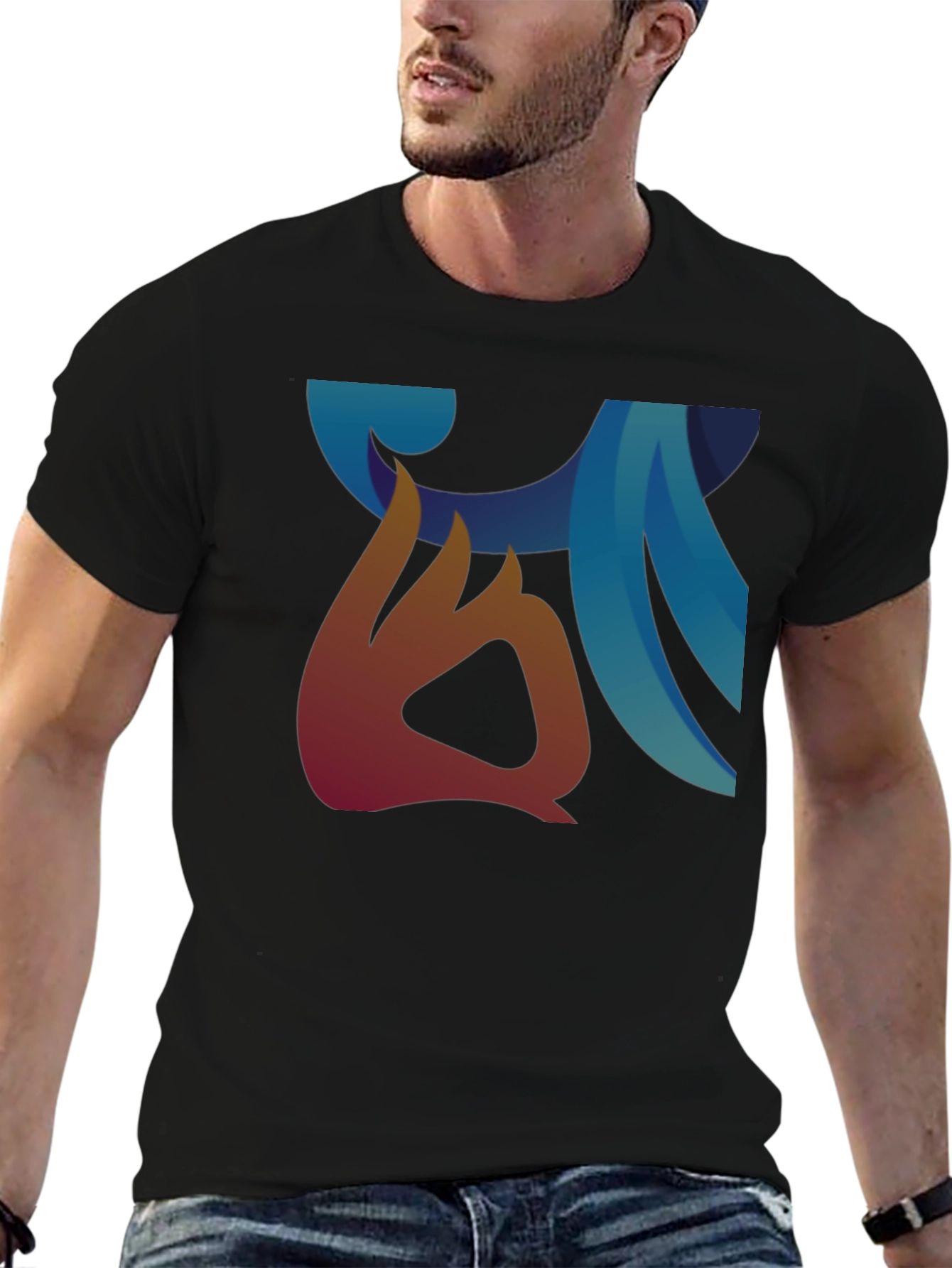 Abstract Graphic Print Black Casual Tee
