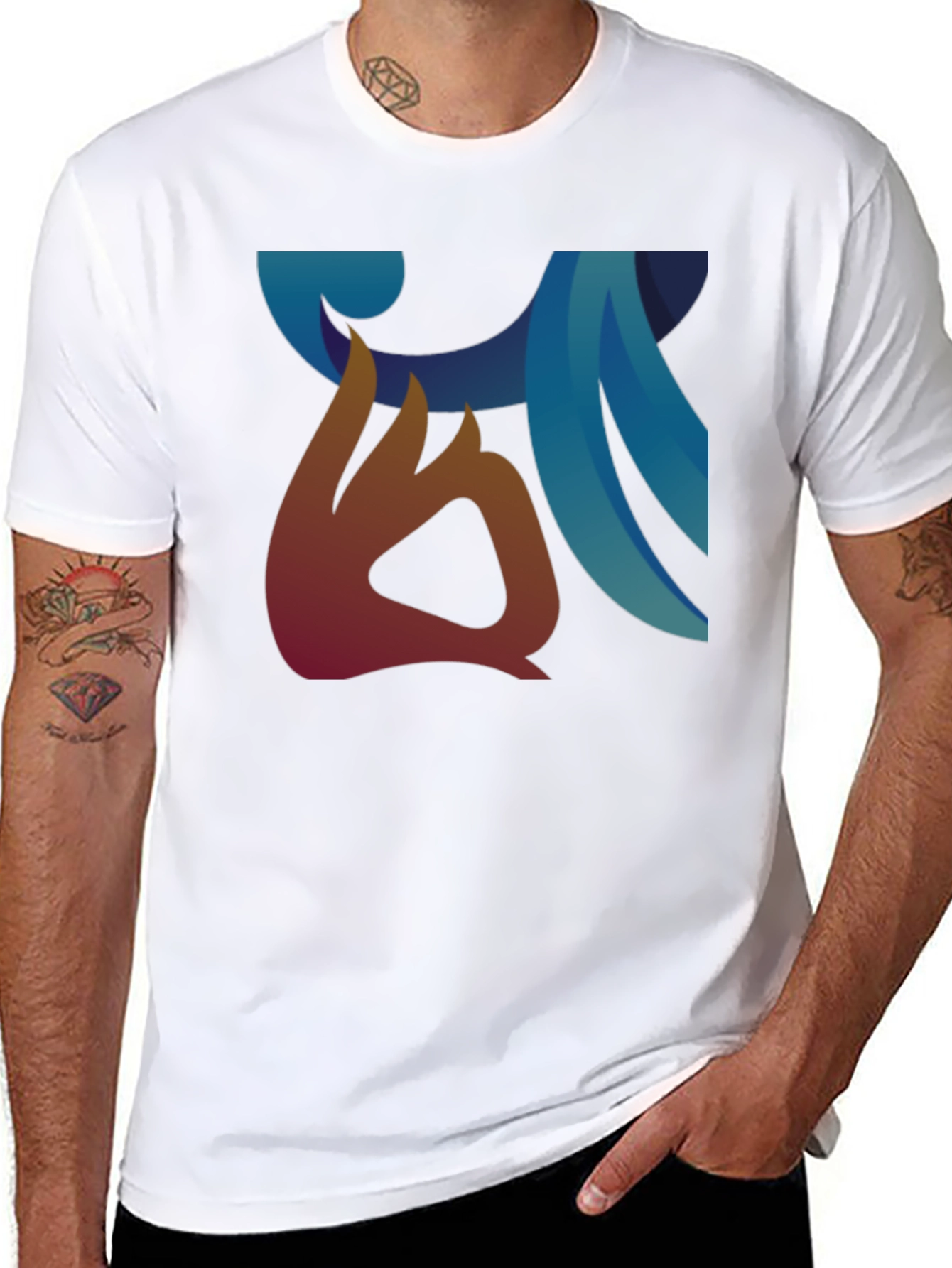 Abstract Graphic Print Black Casual Tee