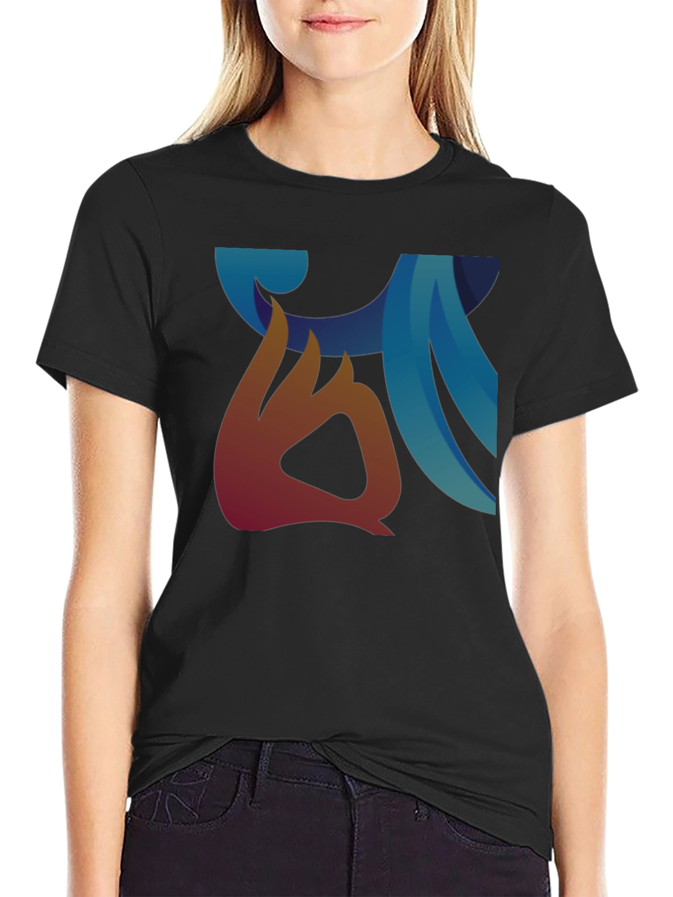 Abstract Graphic Print Black Casual Tee
