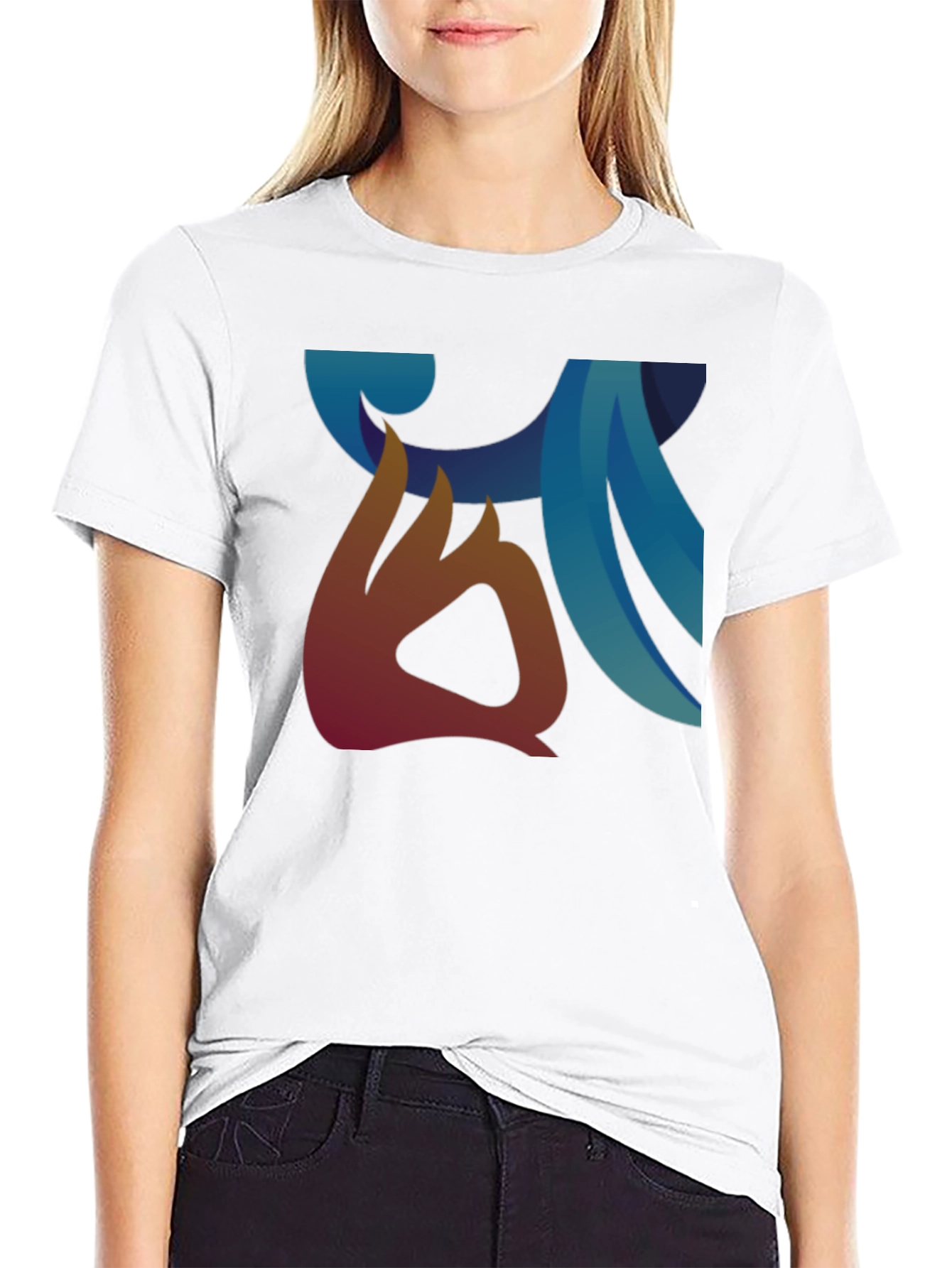 Abstract Graphic Print Black Casual Tee