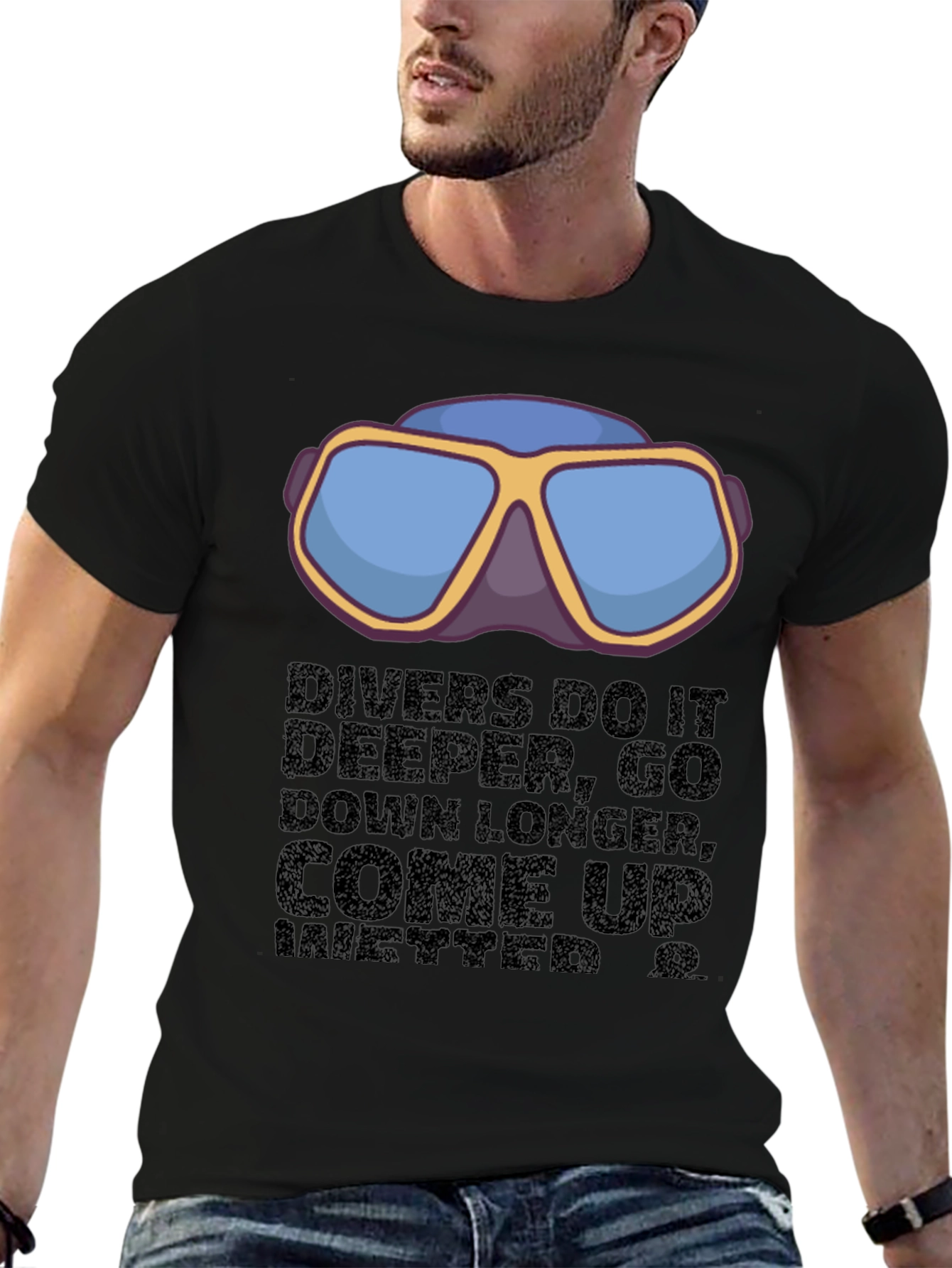 Divers Motto Graphic T-Shirt - Black
