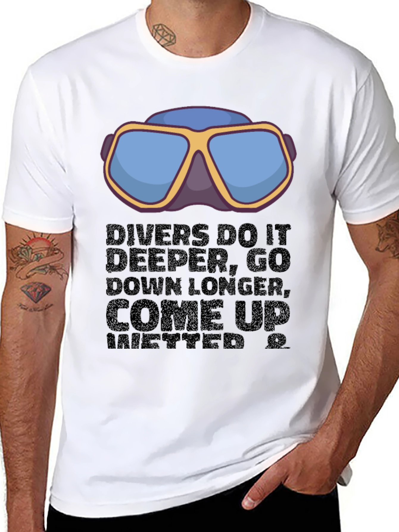 Divers Motto Graphic T-Shirt - Black