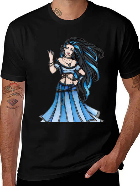 Fantasy Maiden Graphic Print Black Tee