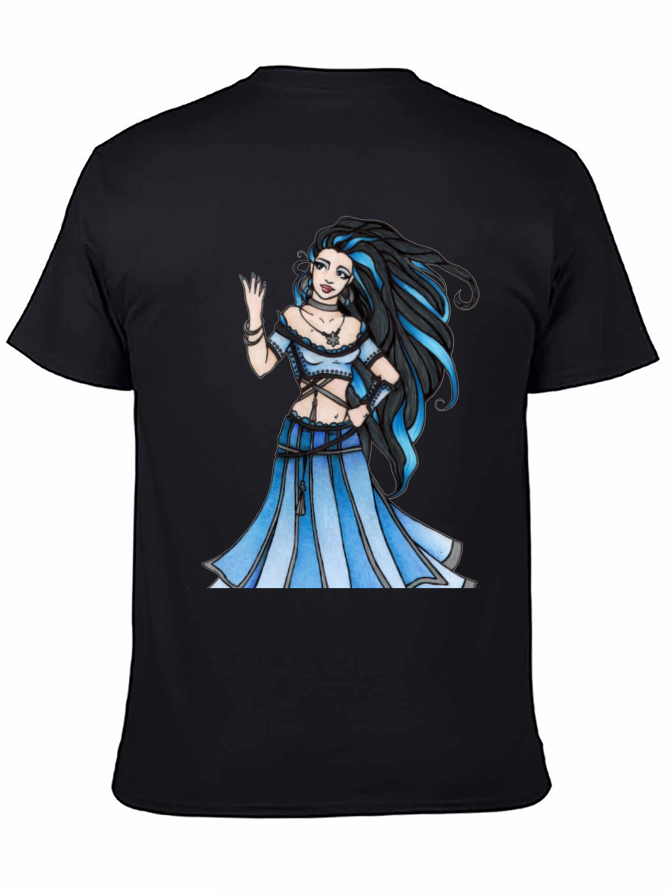 Fantasy Maiden Graphic Print Black Tee