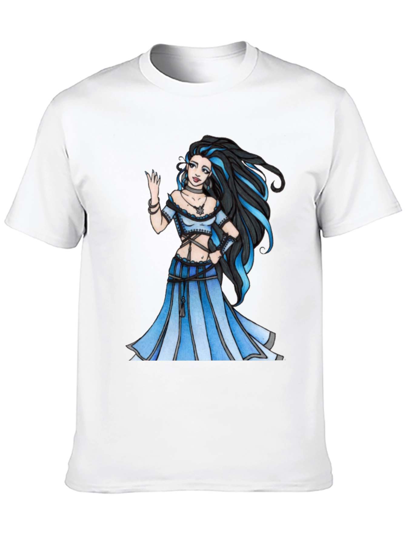 Fantasy Maiden Graphic Print Black Tee