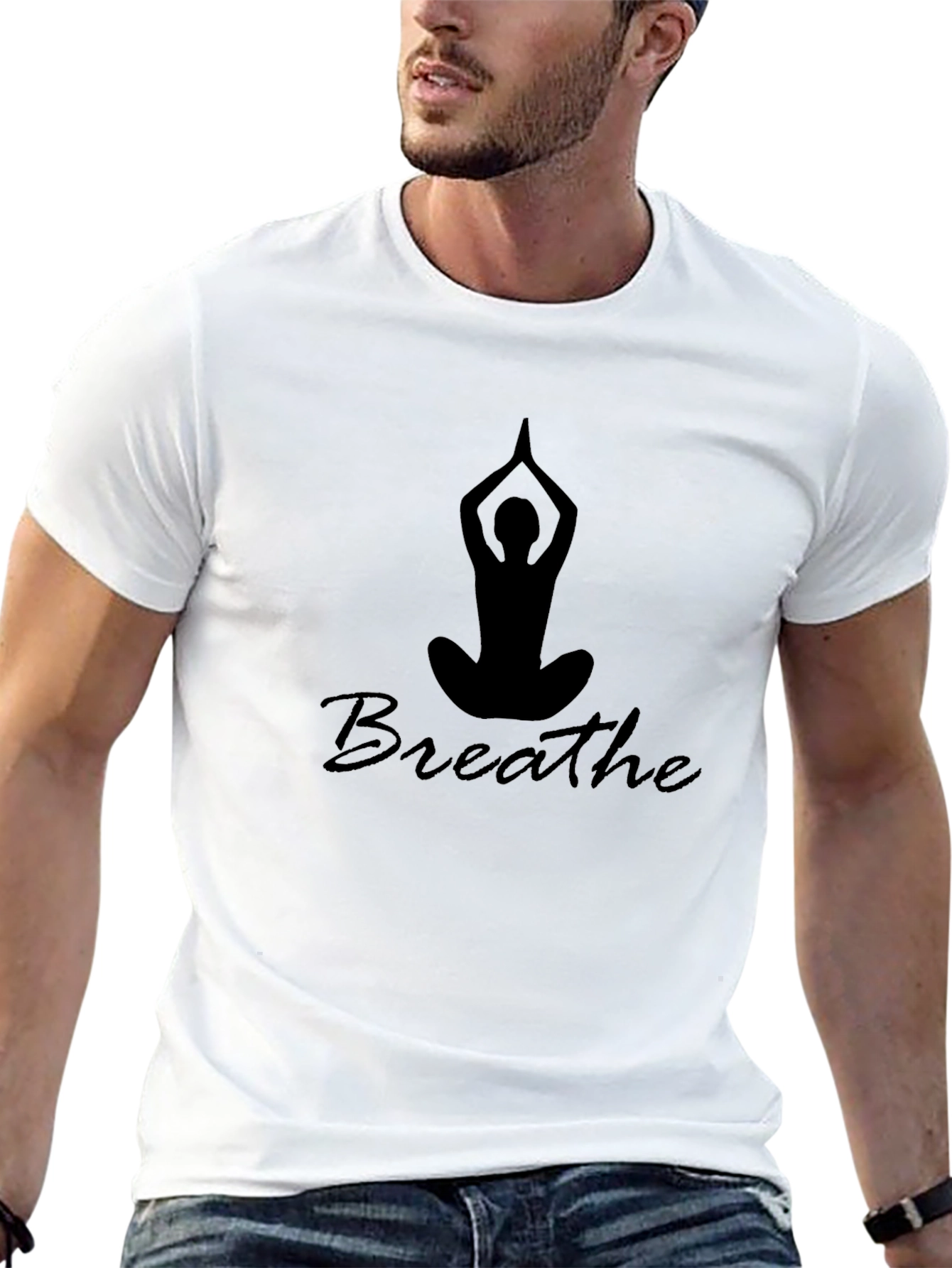 Breathe Yoga Pose Graphic Tee - Black