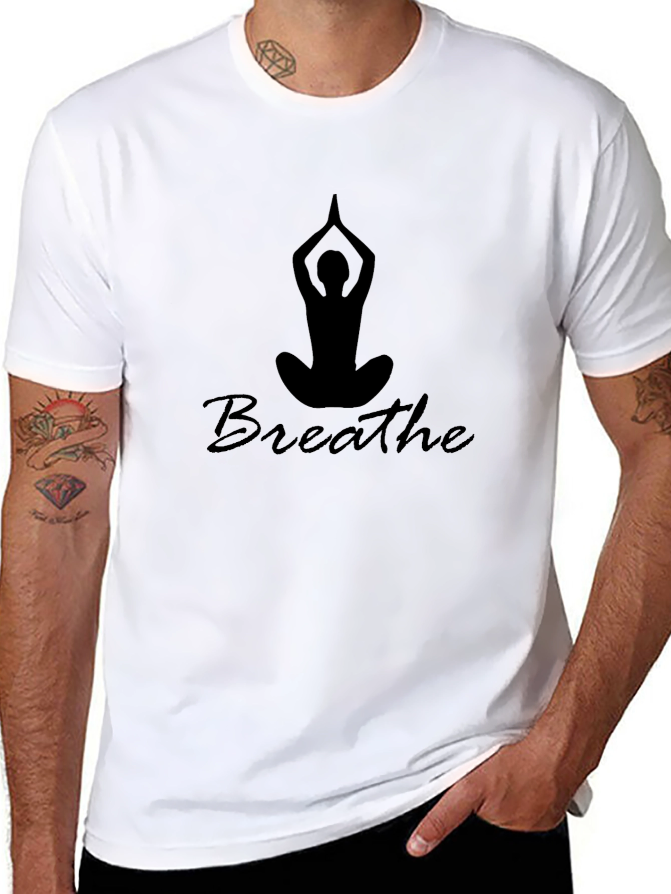 Breathe Yoga Pose Graphic Tee - Black