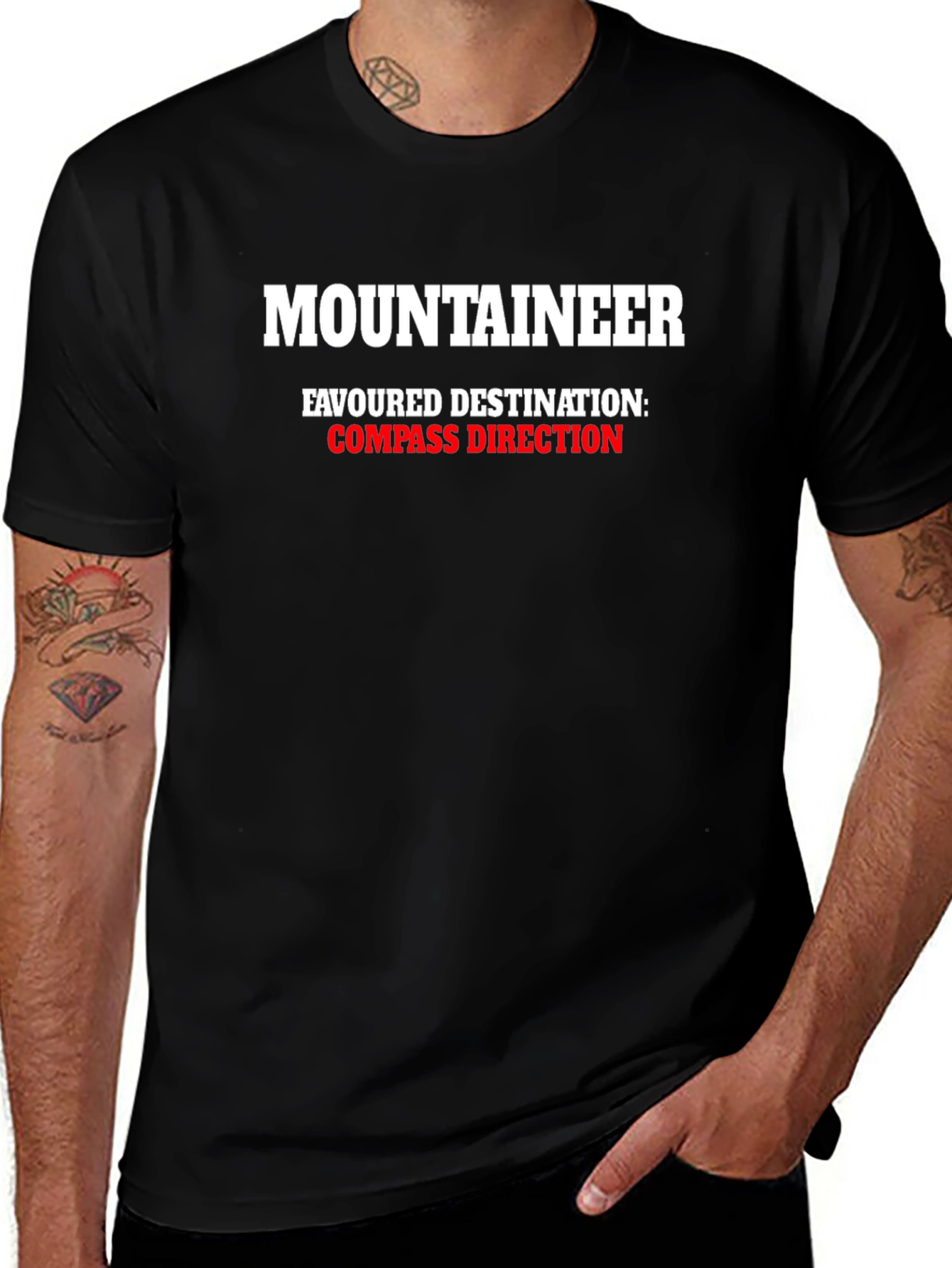 Mountaineer Compass Direction Black T-Shirt