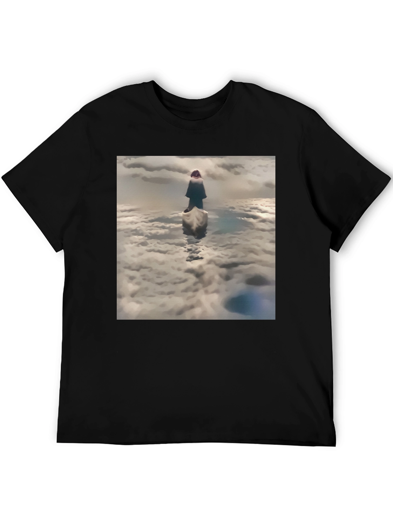 Cloud Walker Graphic Tee - Soft Black Cotton