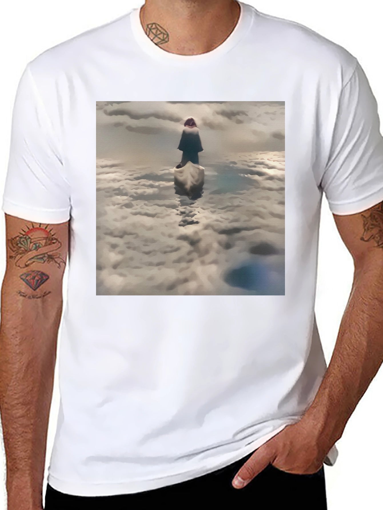 Cloud Walker Graphic Tee - Soft Black Cotton