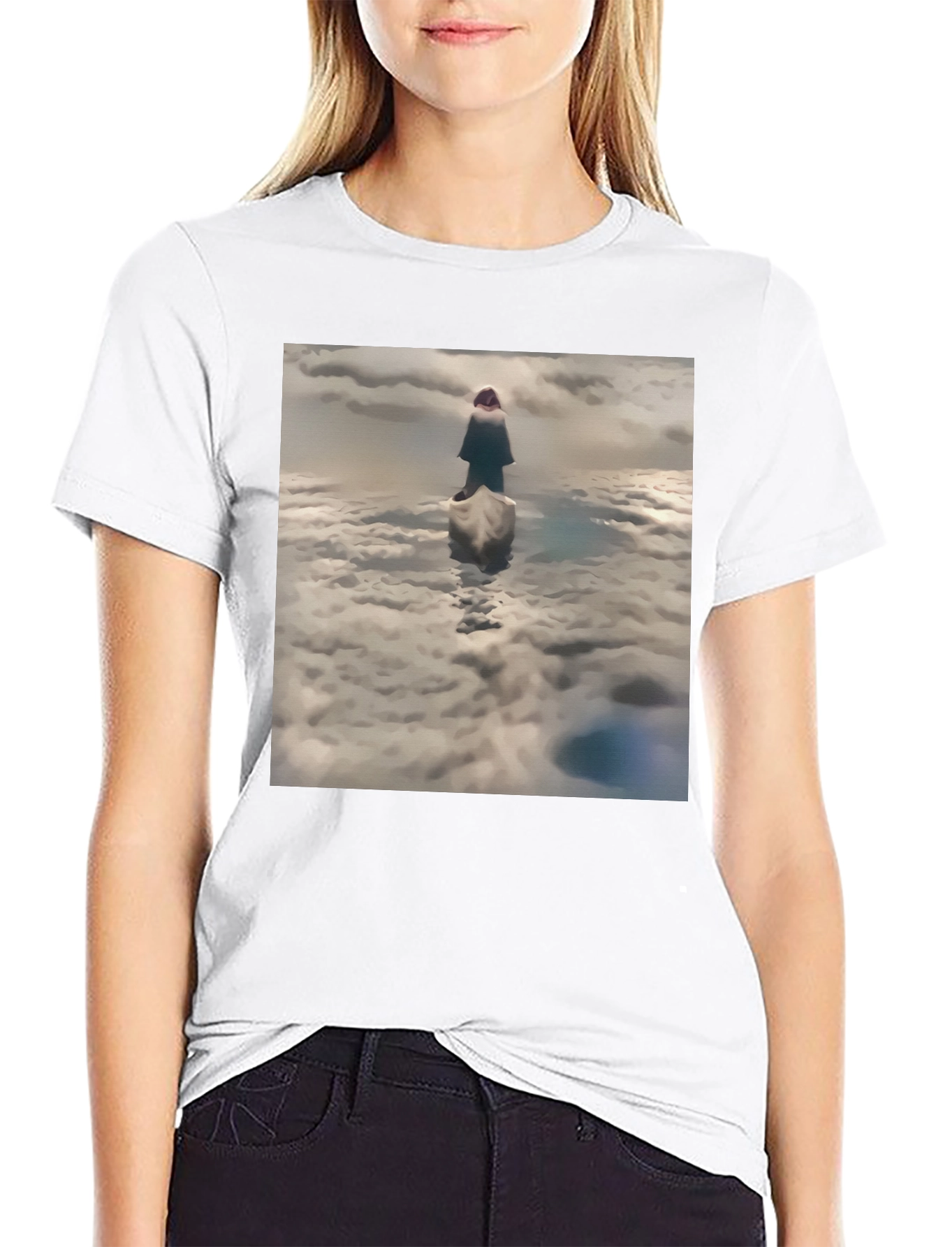 Cloud Walker Graphic Tee - Soft Black Cotton