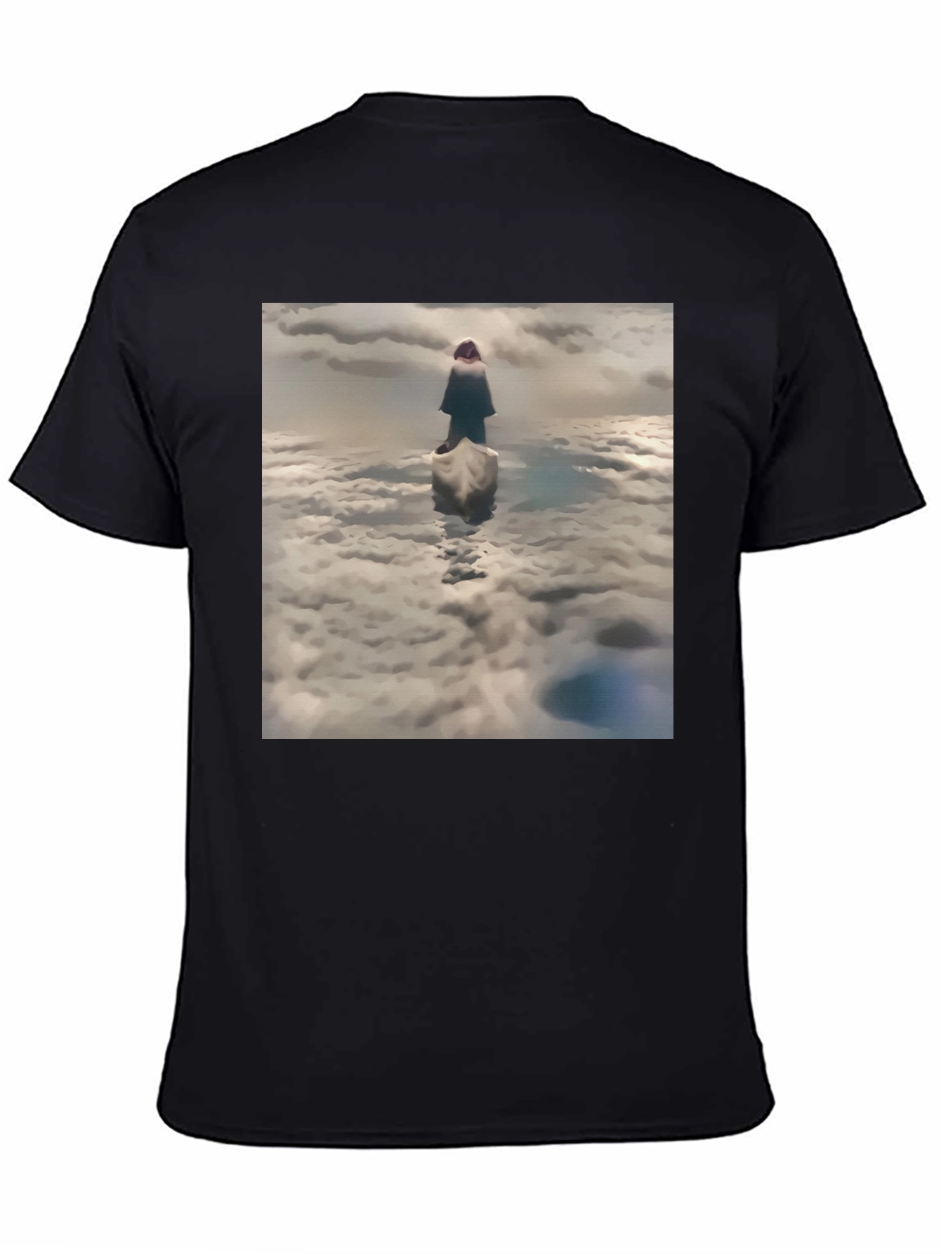 Cloud Walker Graphic Tee - Soft Black Cotton