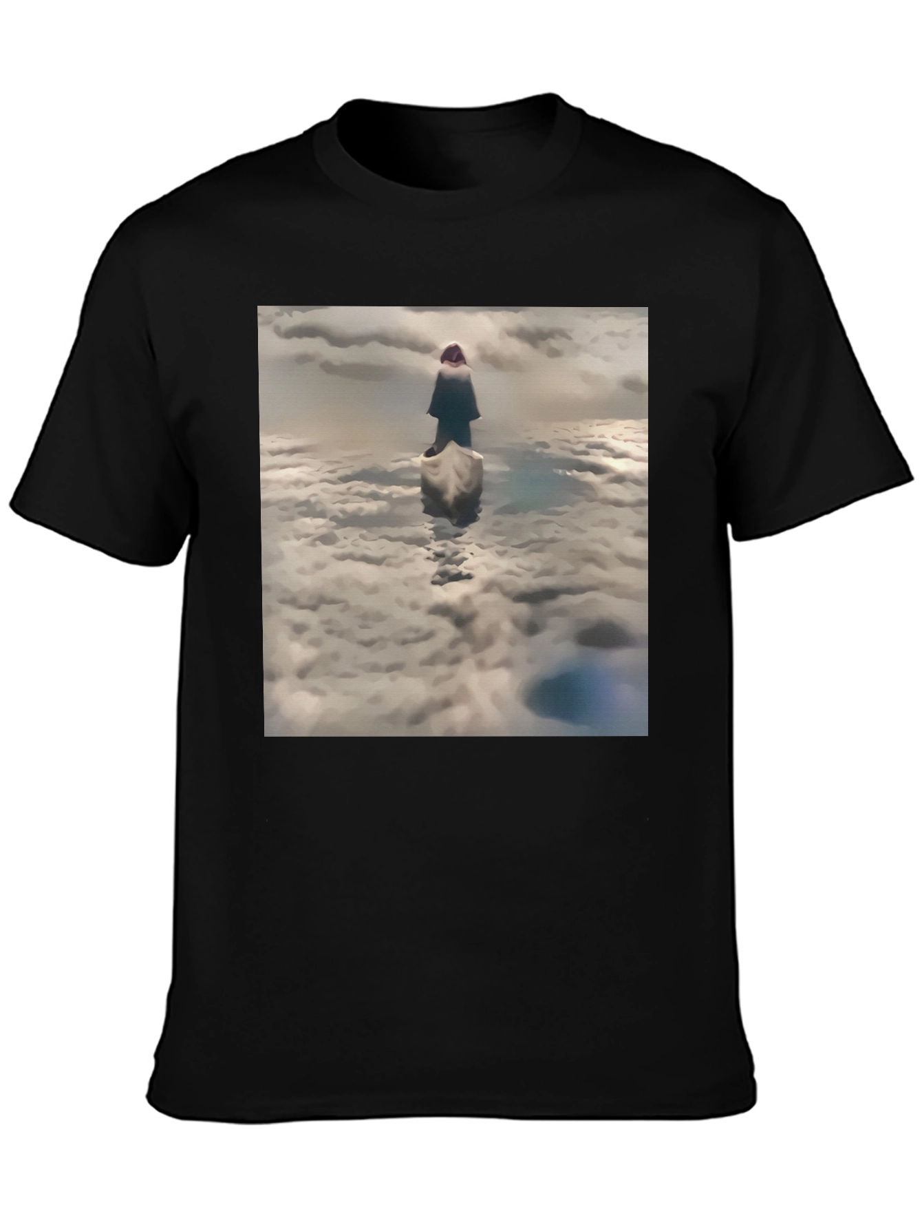 Cloud Walker Graphic Tee - Soft Black Cotton