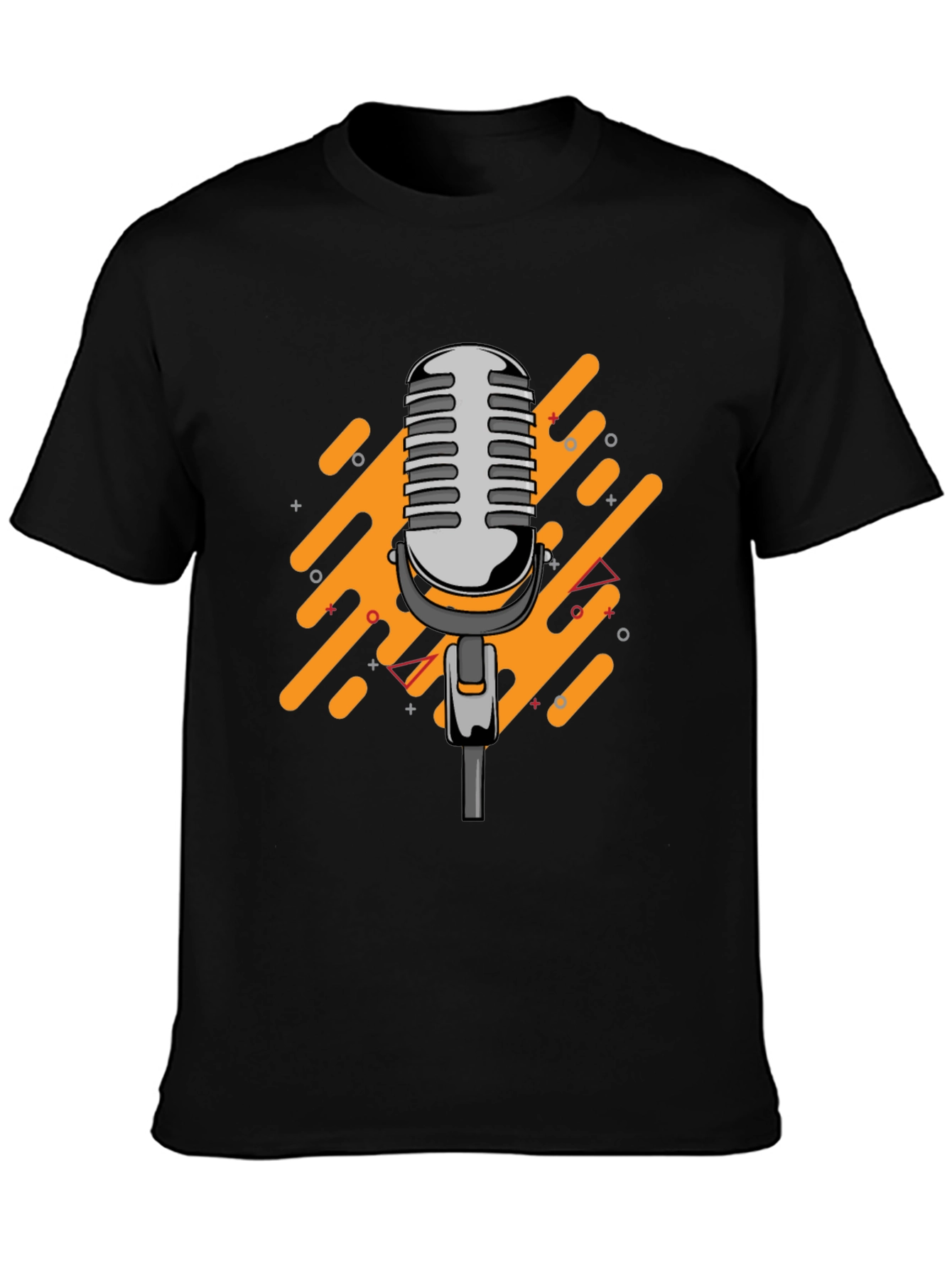 Retro Microphone Graphic Black T-Shirt