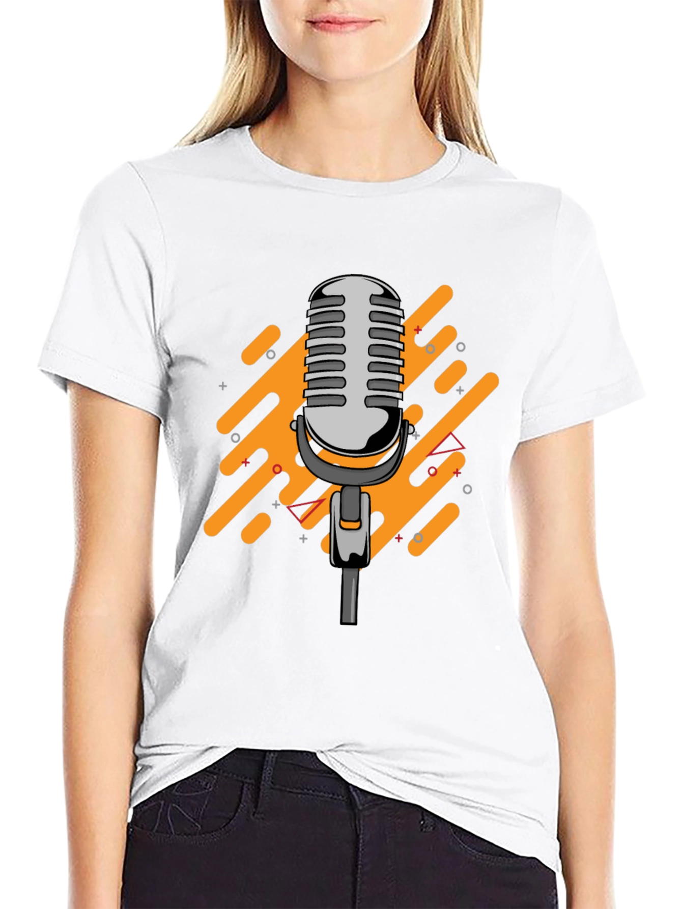 Retro Microphone Graphic Black T-Shirt