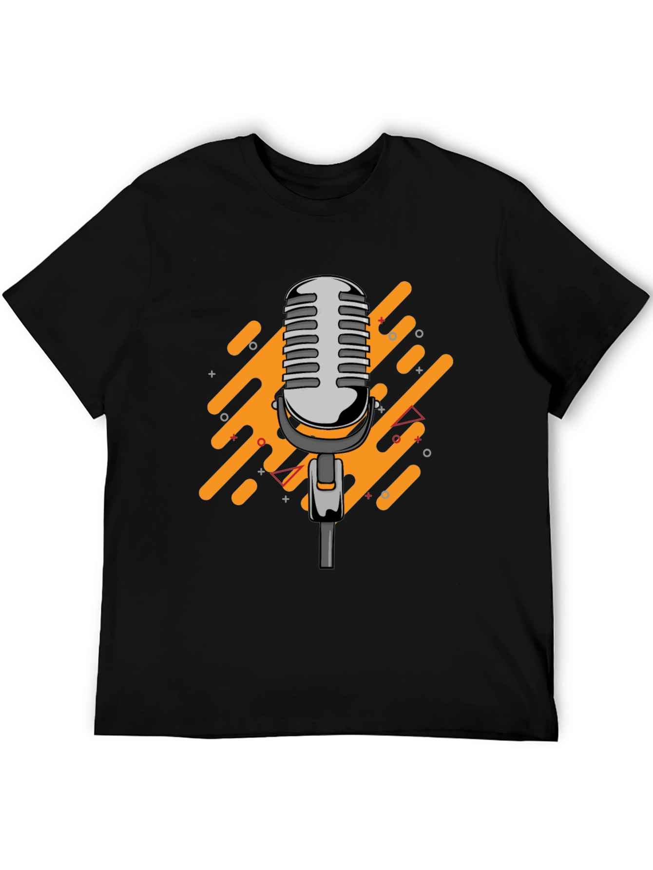 Retro Microphone Graphic Black T-Shirt