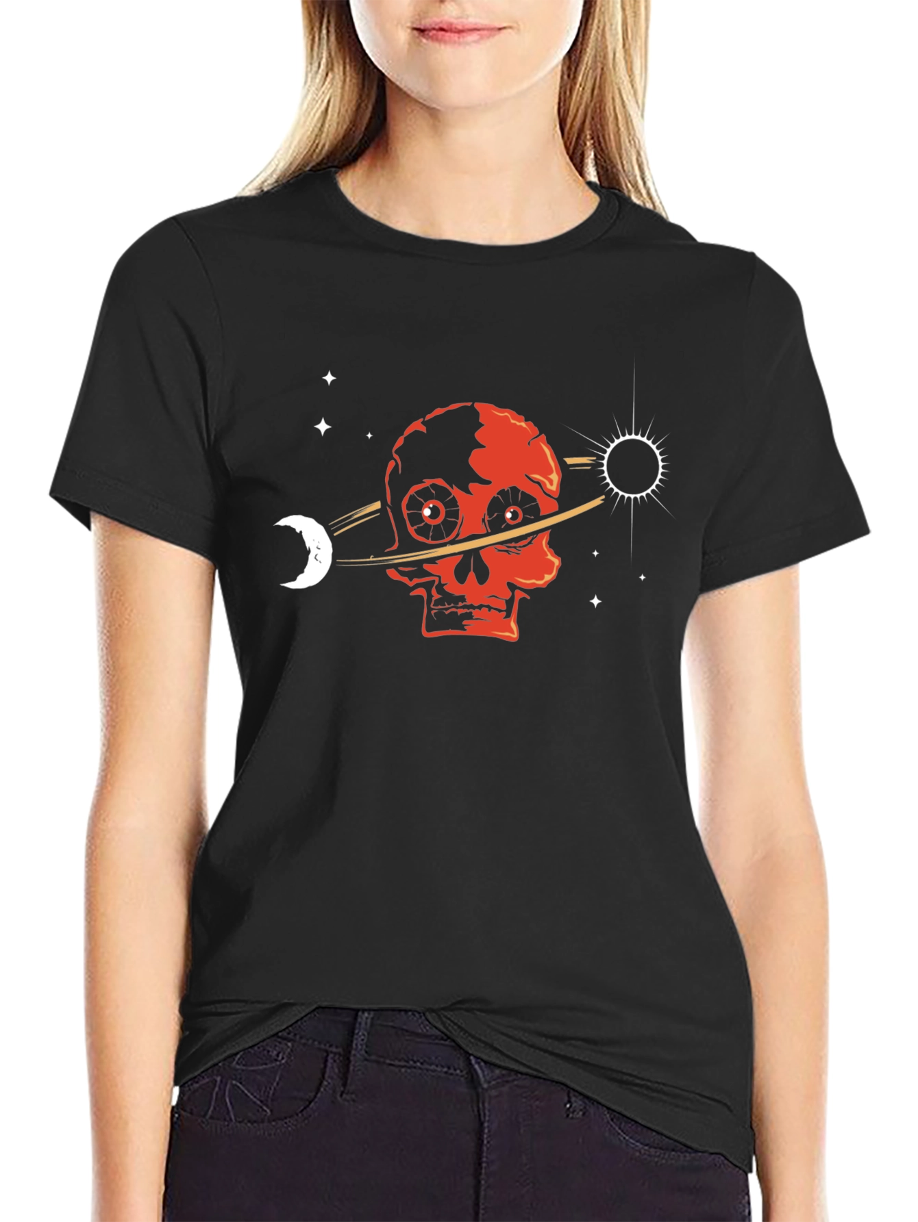 Skull Planet T-Shirt - Gothic Space Design
