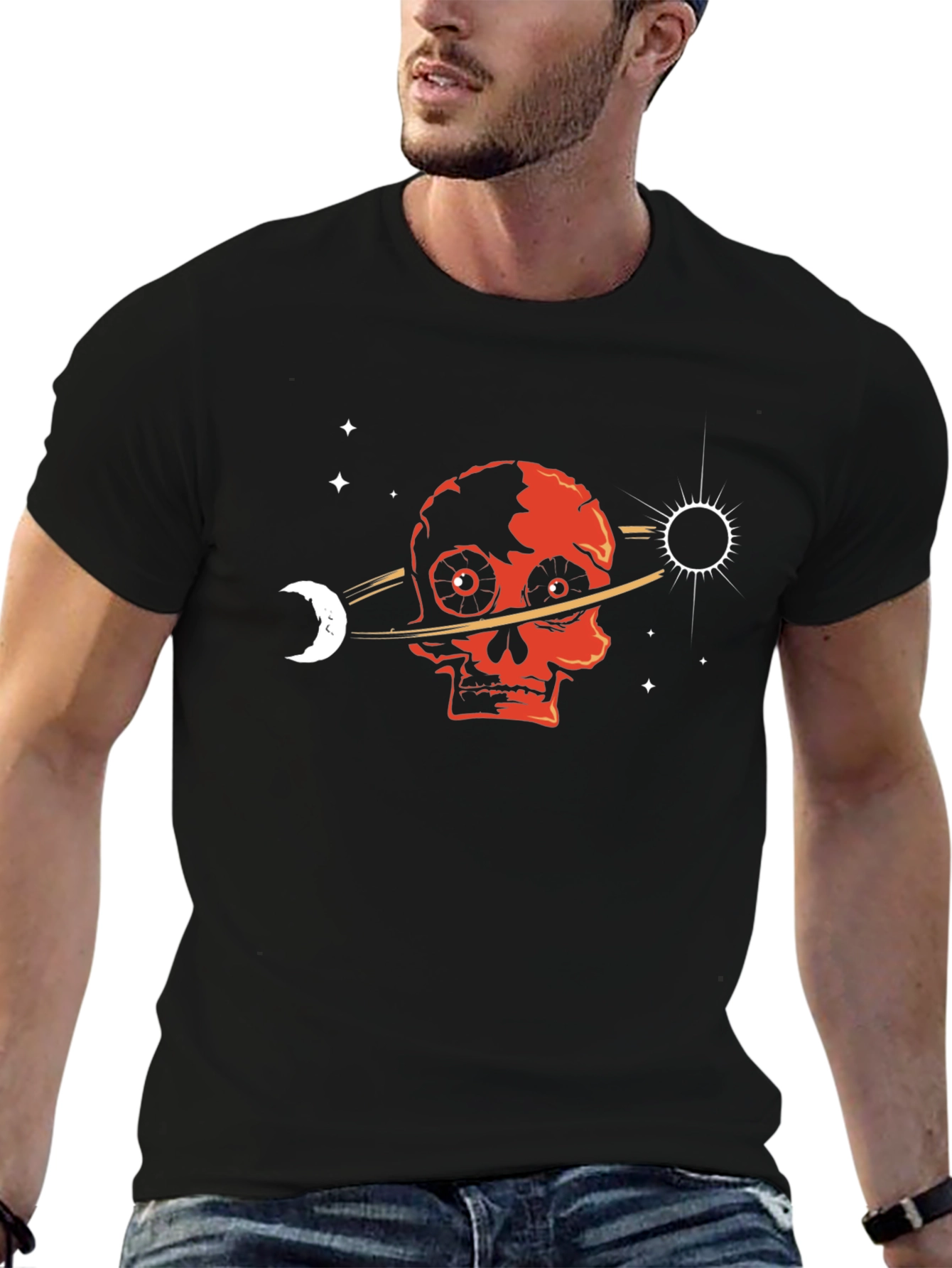 Skull Planet T-Shirt - Gothic Space Design