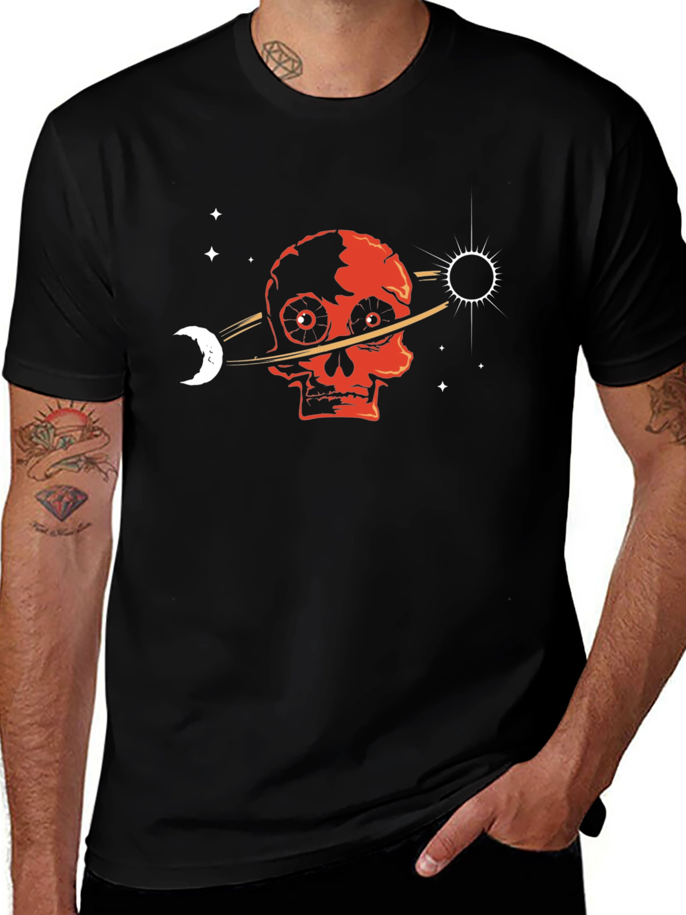 Skull Planet T-Shirt - Gothic Space Design