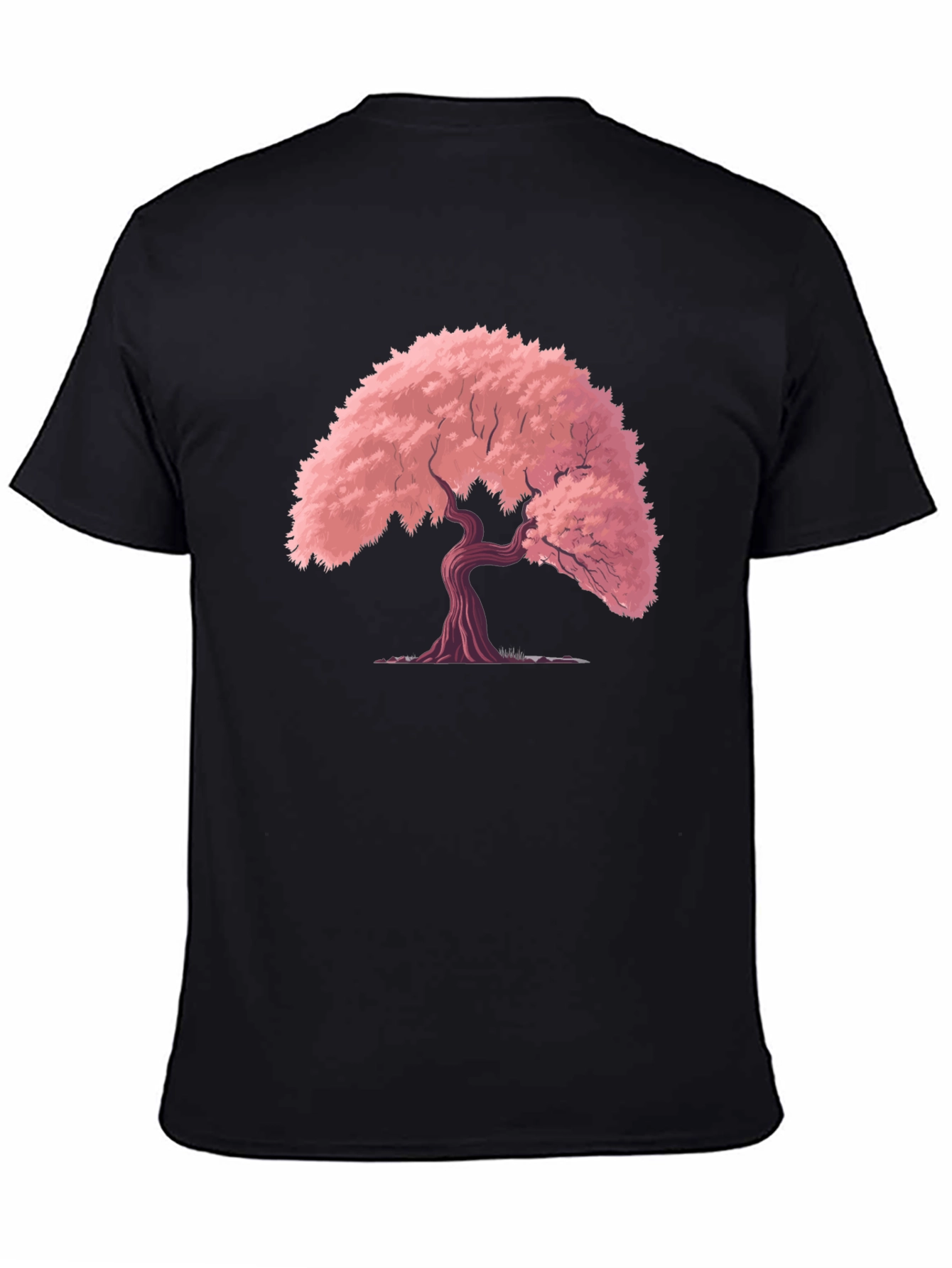 Cherry Blossom Tree Graphic Tee - Black Cotton T-Shirt