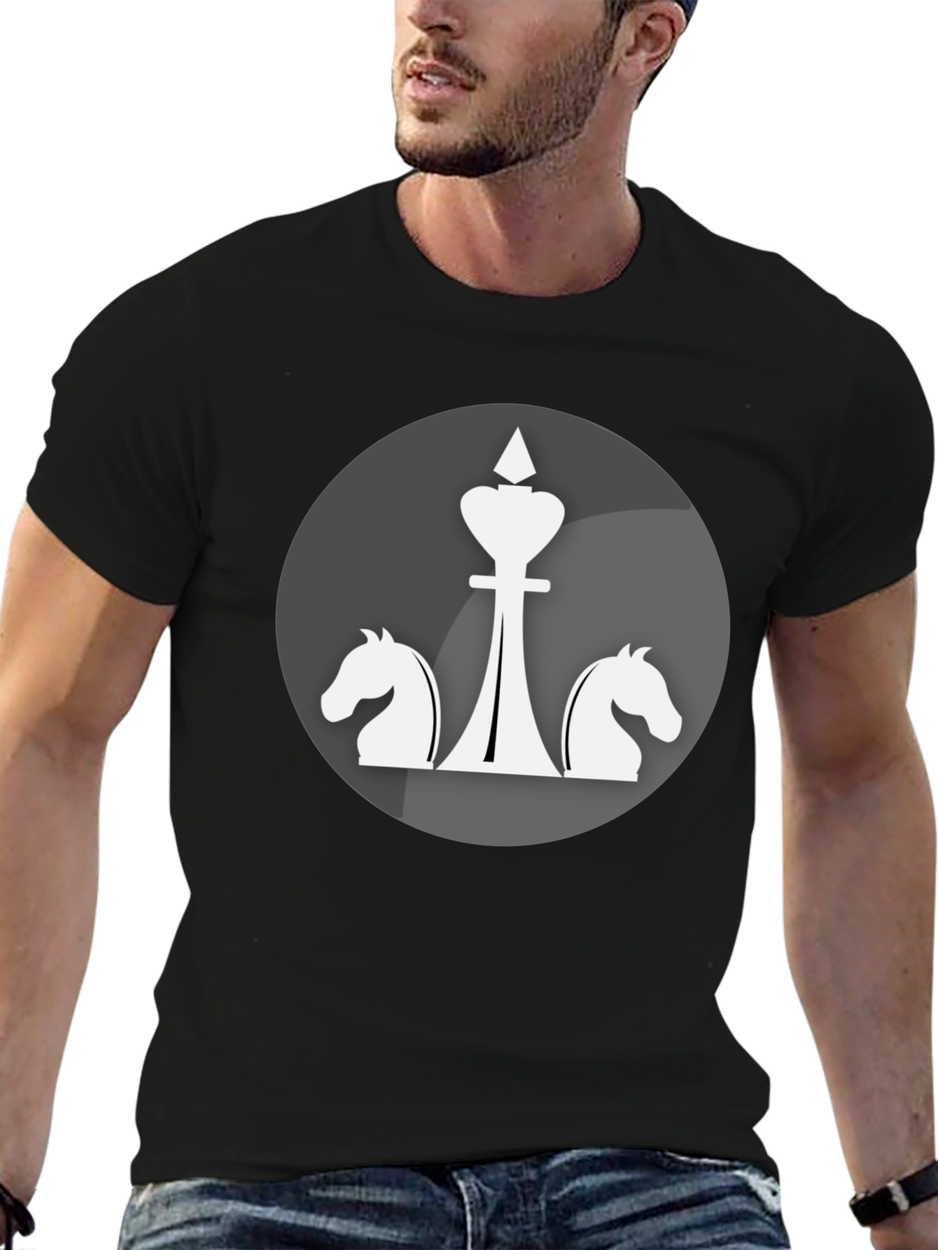 Chess Piece Graphic Tee - Knight & King Design