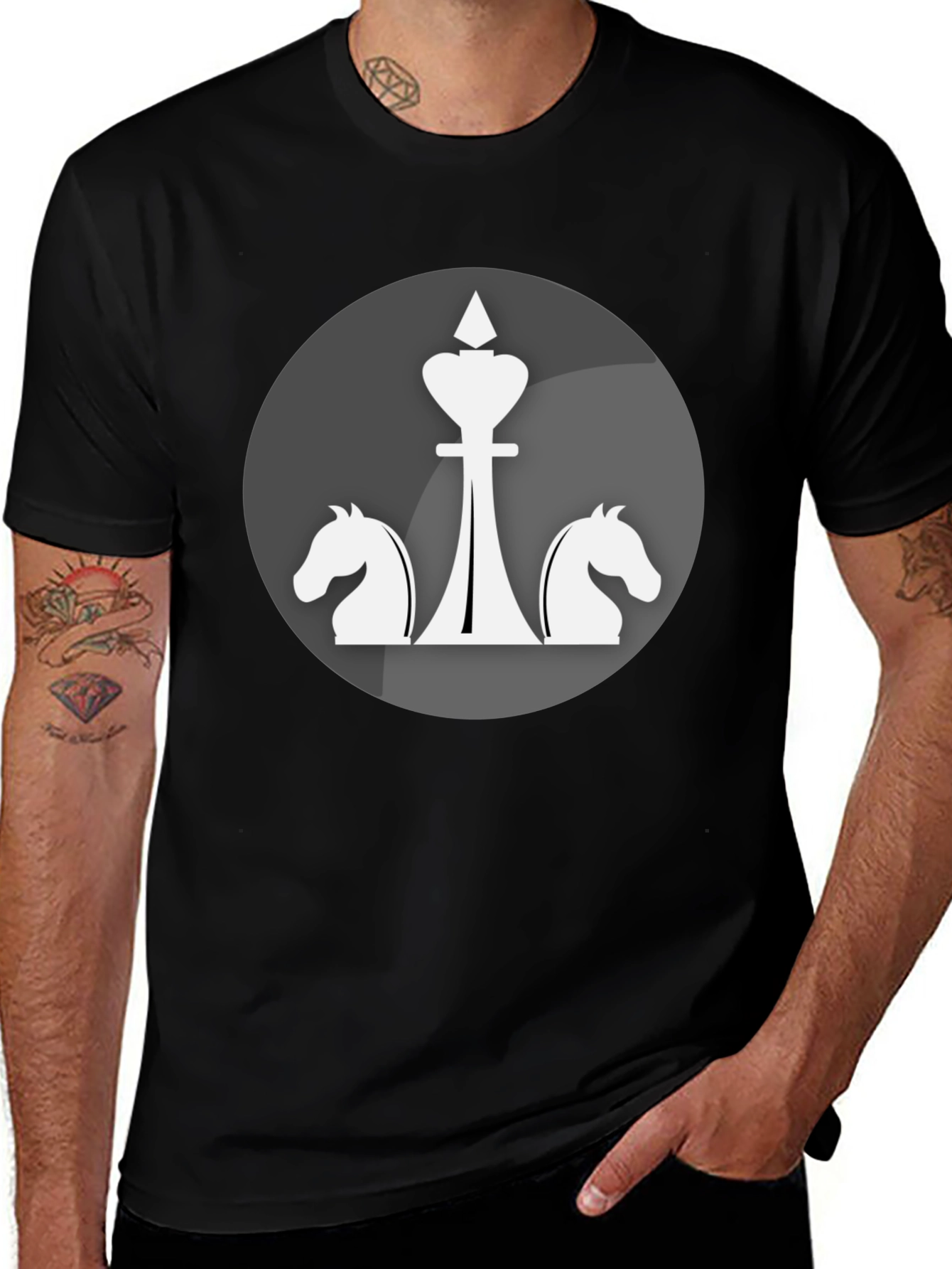 Chess Piece Graphic Tee - Knight & King Design