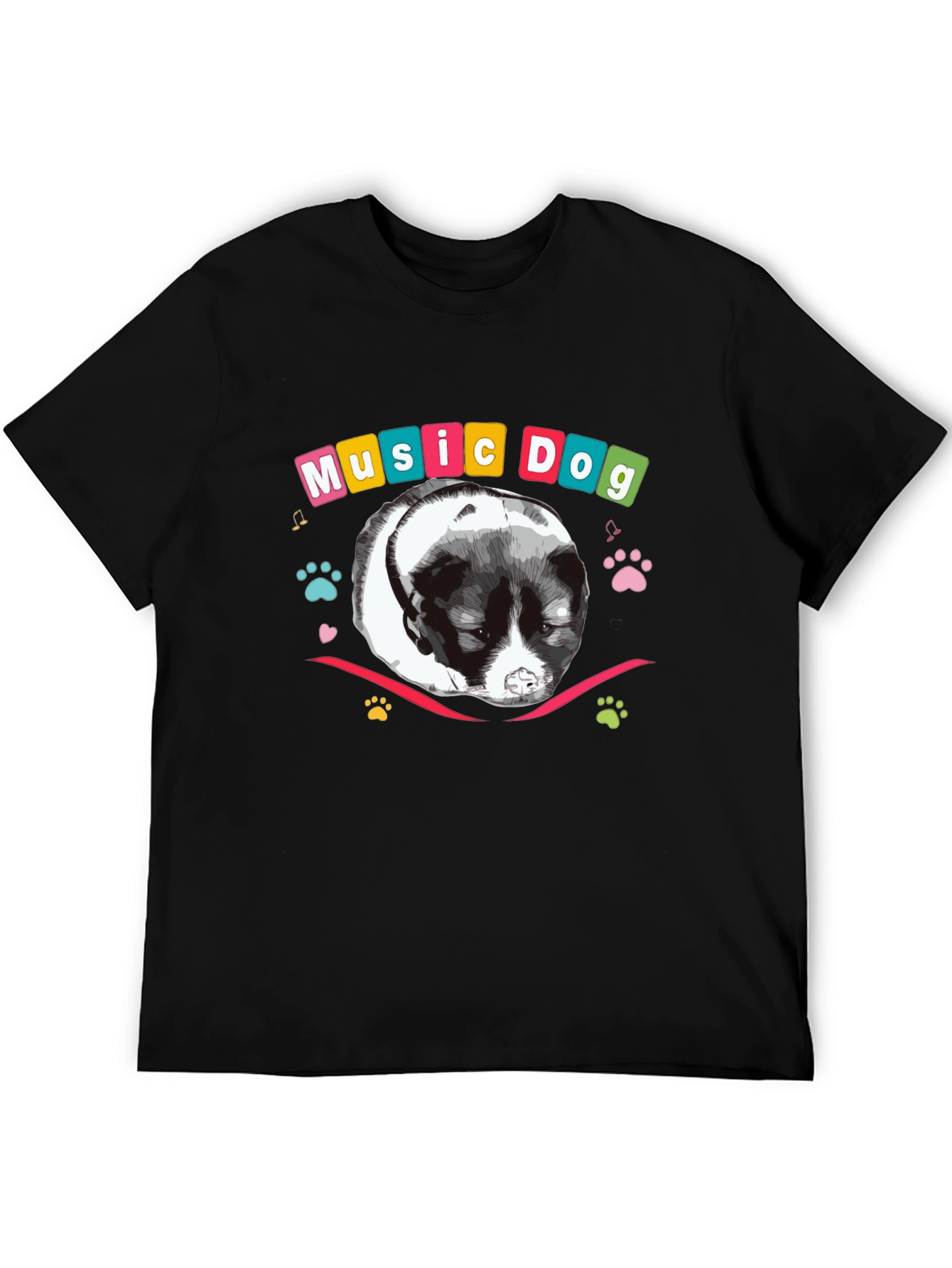 Music Dog Graphic Tee - Mens Black T-Shirt
