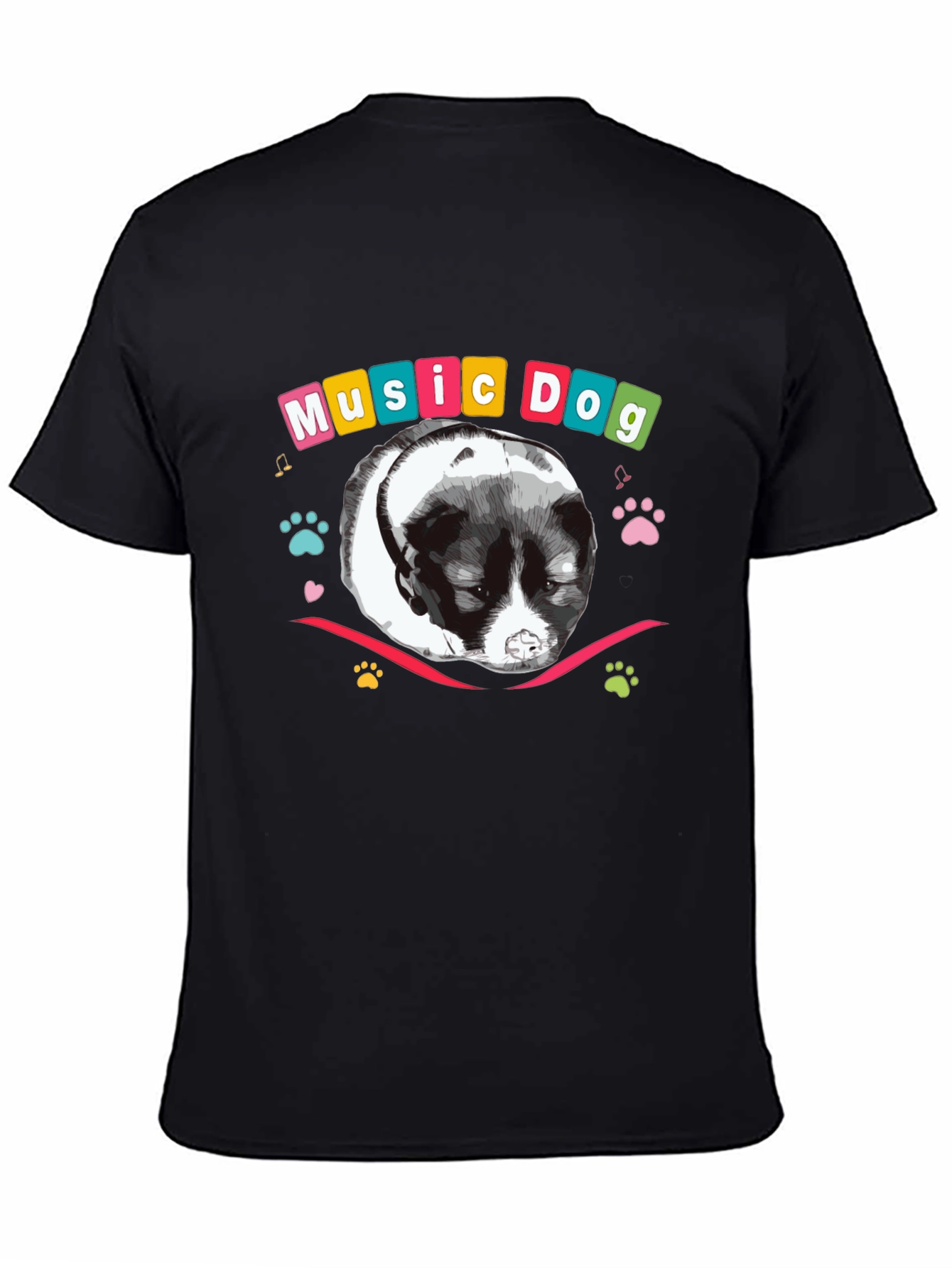 Music Dog Graphic Tee - Mens Black T-Shirt