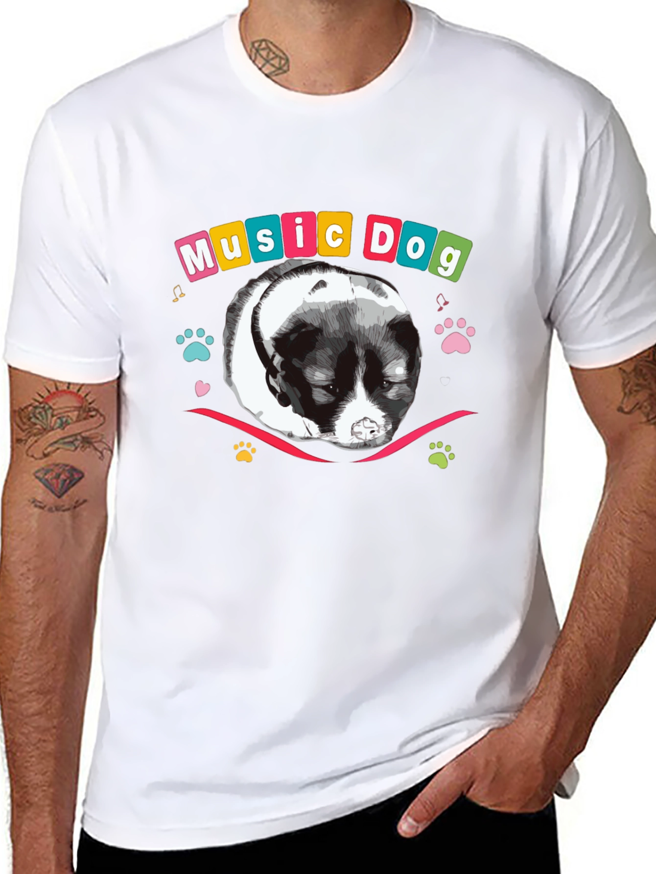 Music Dog Graphic Tee - Mens Black T-Shirt