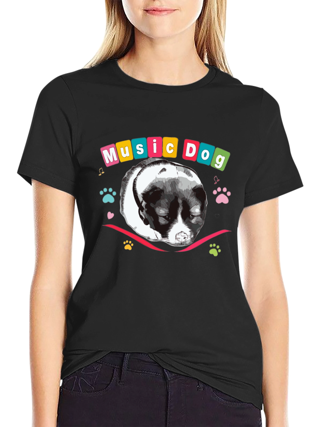 Music Dog Graphic Tee - Mens Black T-Shirt