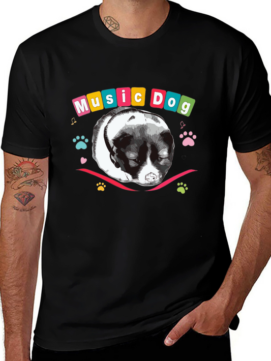 Music Dog Graphic Tee - Mens Black T-Shirt