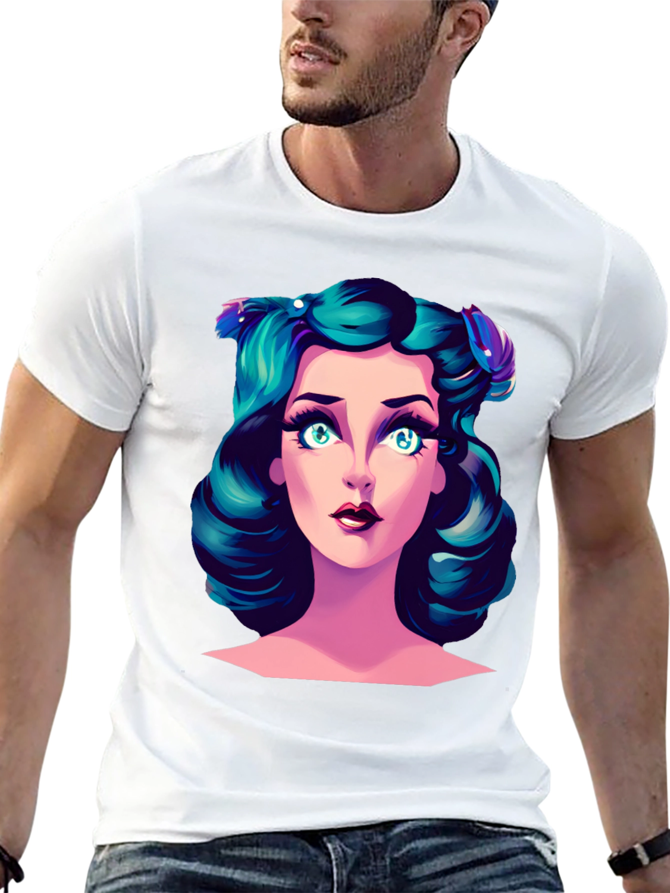 Cartoon Girl Graphic Tee - Black T-Shirt