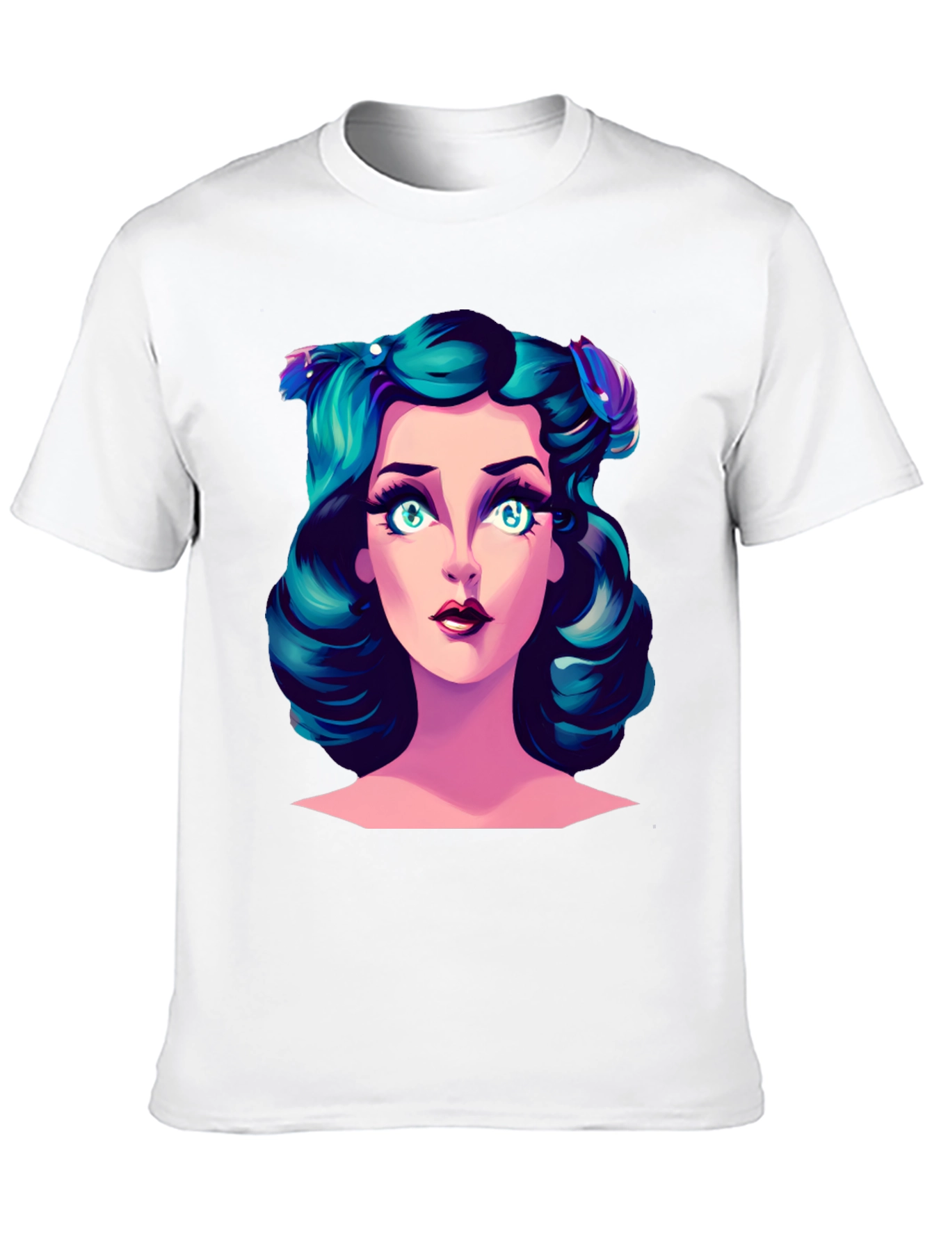 Cartoon Girl Graphic Tee - Black T-Shirt