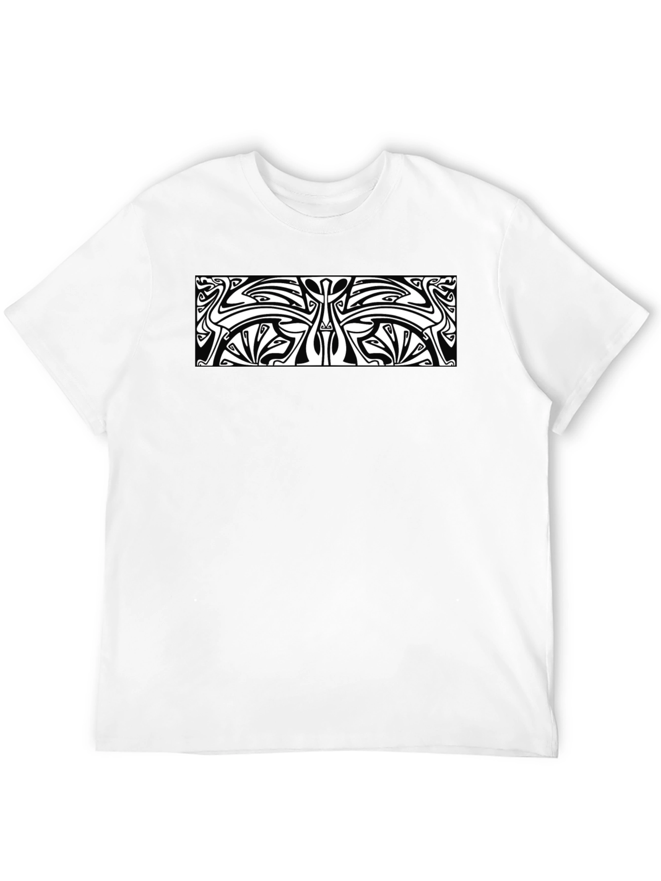 Unique Black T-Shirt with White Abstract Design