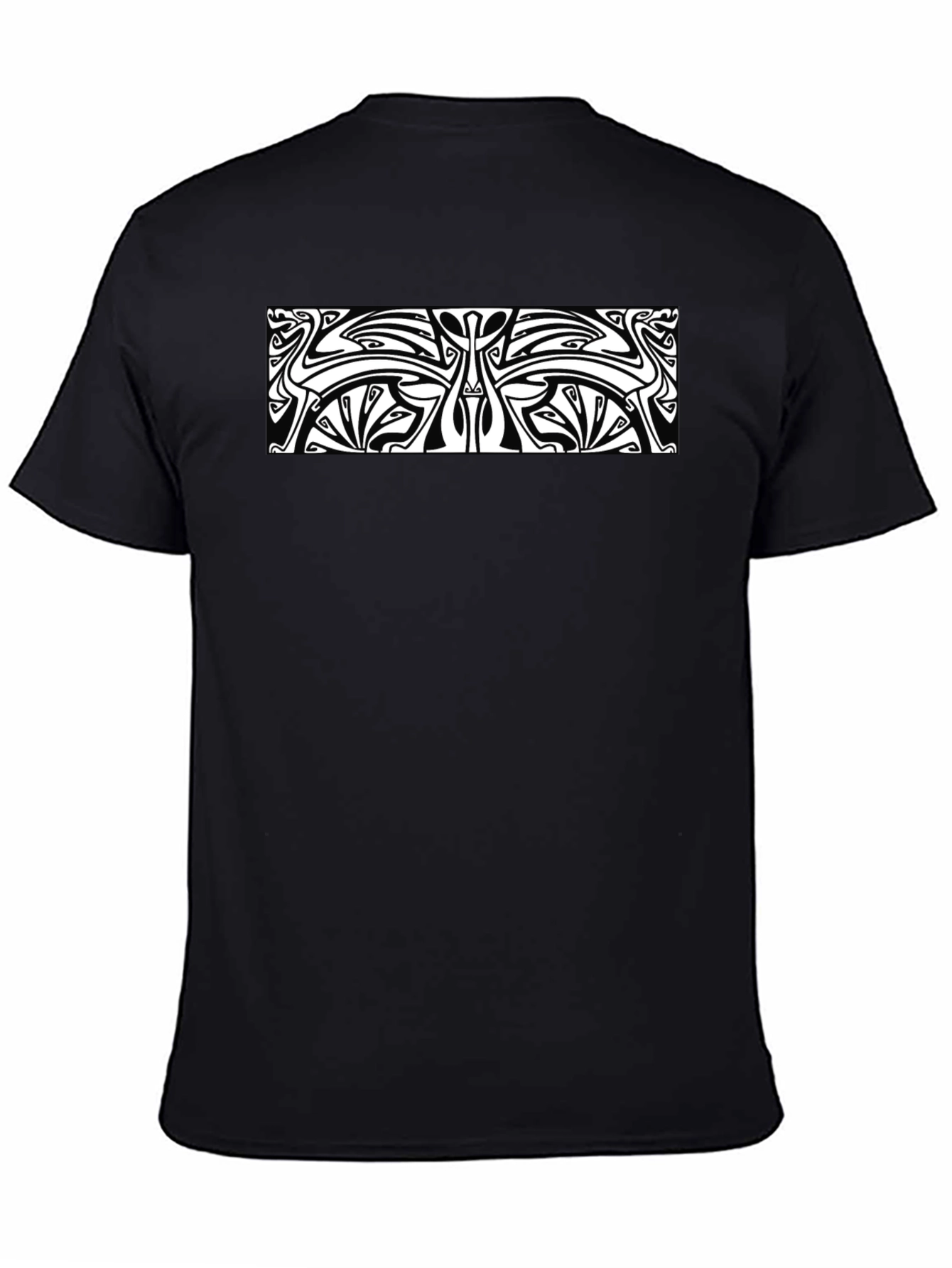 Unique Black T-Shirt with White Abstract Design