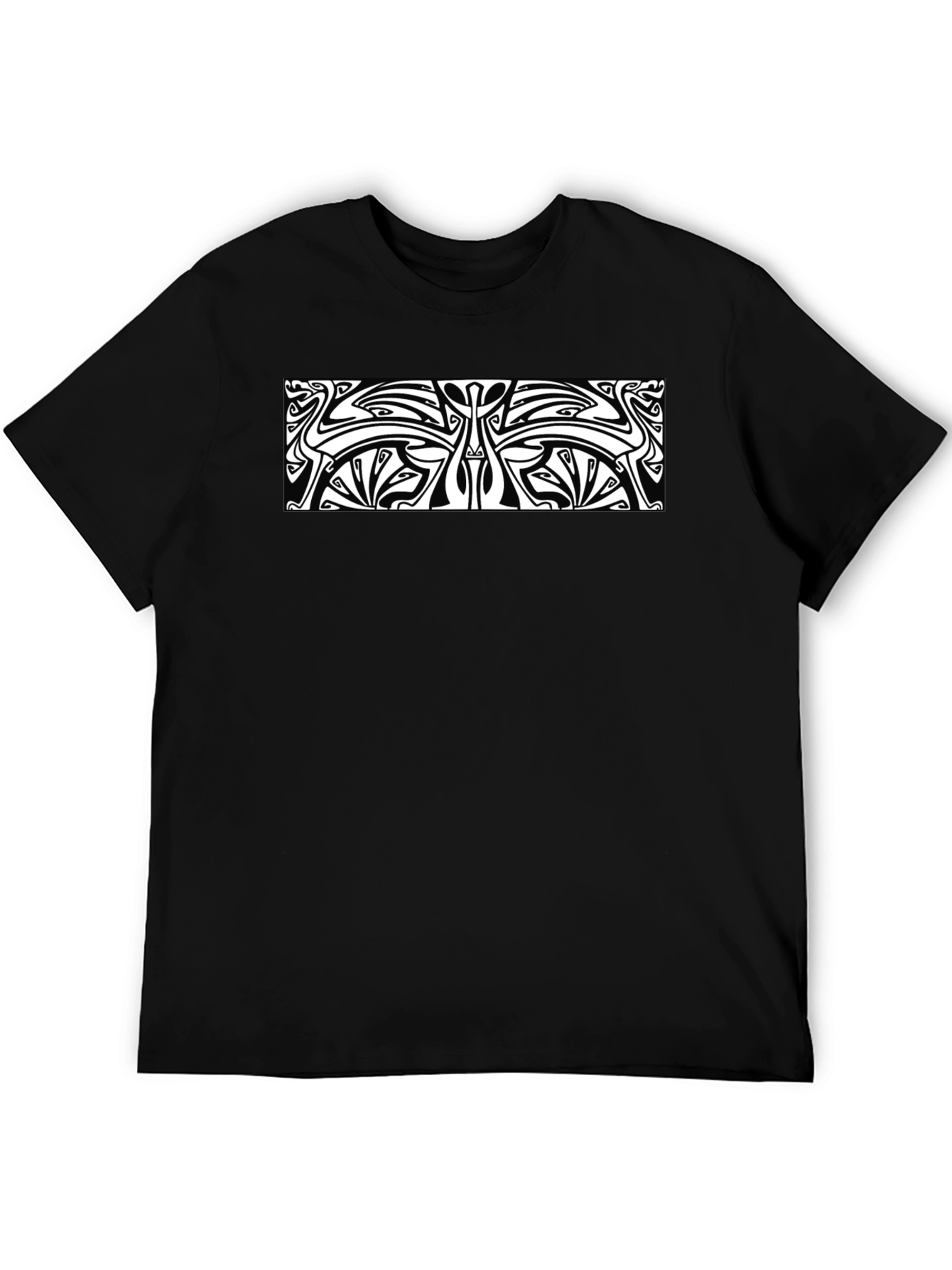 Unique Black T-Shirt with White Abstract Design