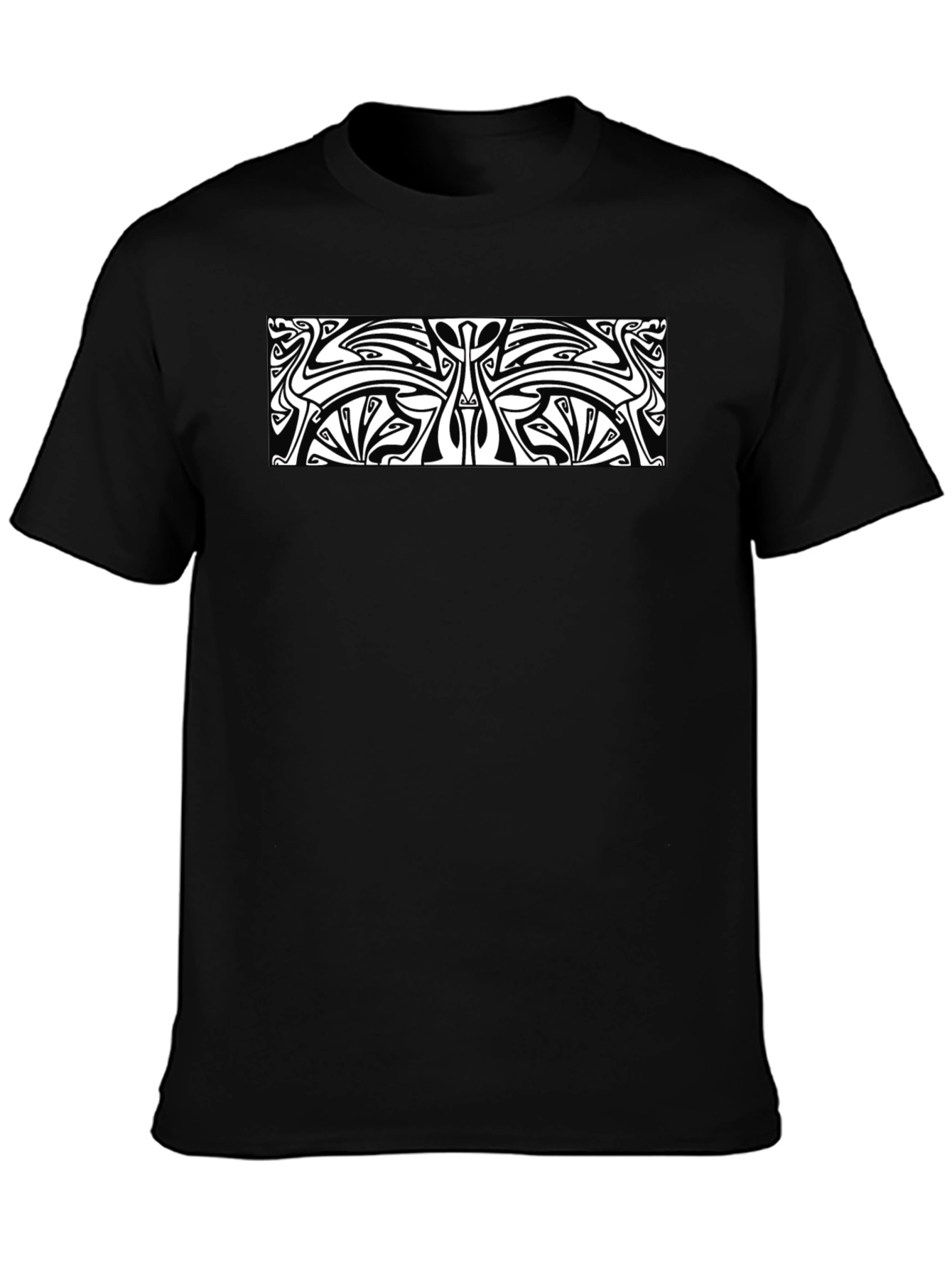 Unique Black T-Shirt with White Abstract Design