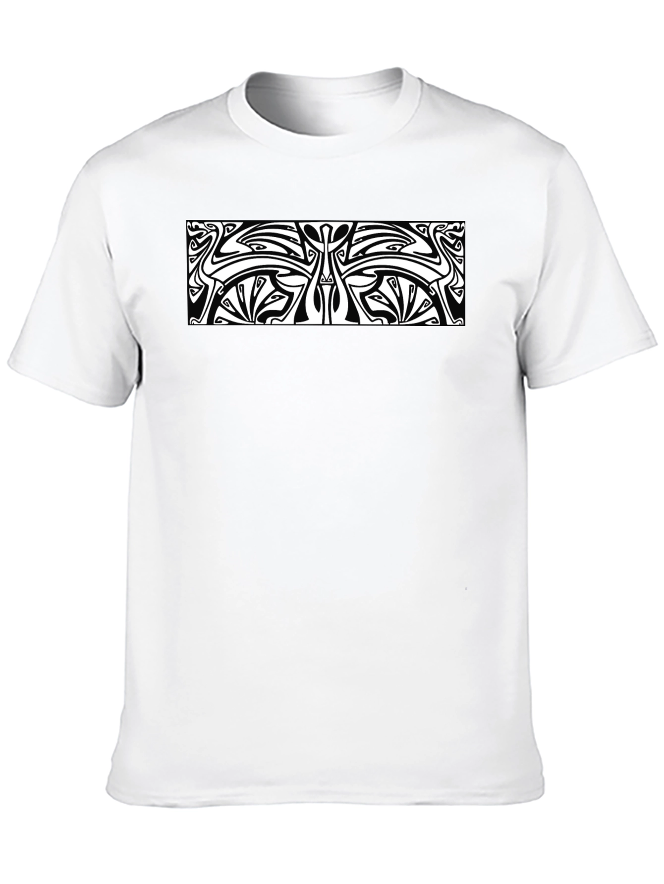 Unique Black T-Shirt with White Abstract Design