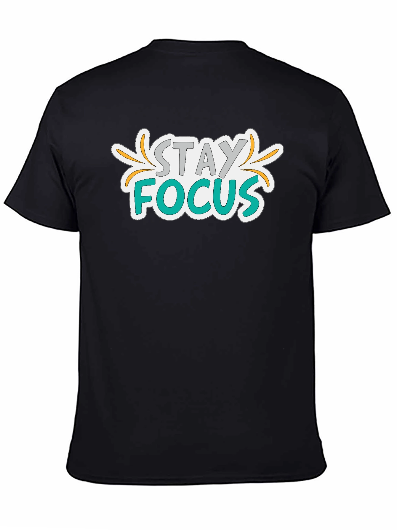 Stay Focus Graphic Print Black T-Shirt