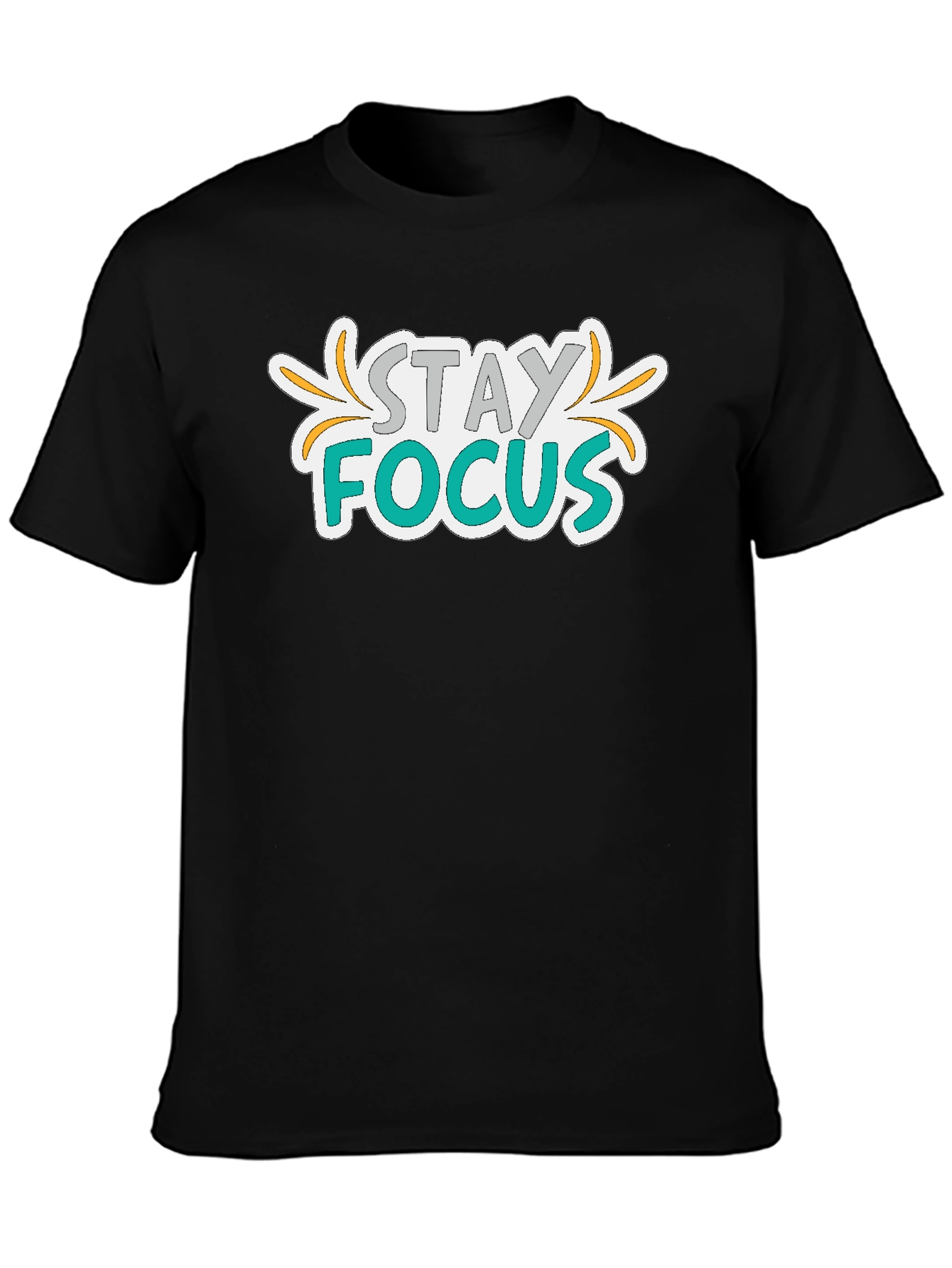 Stay Focus Graphic Print Black T-Shirt
