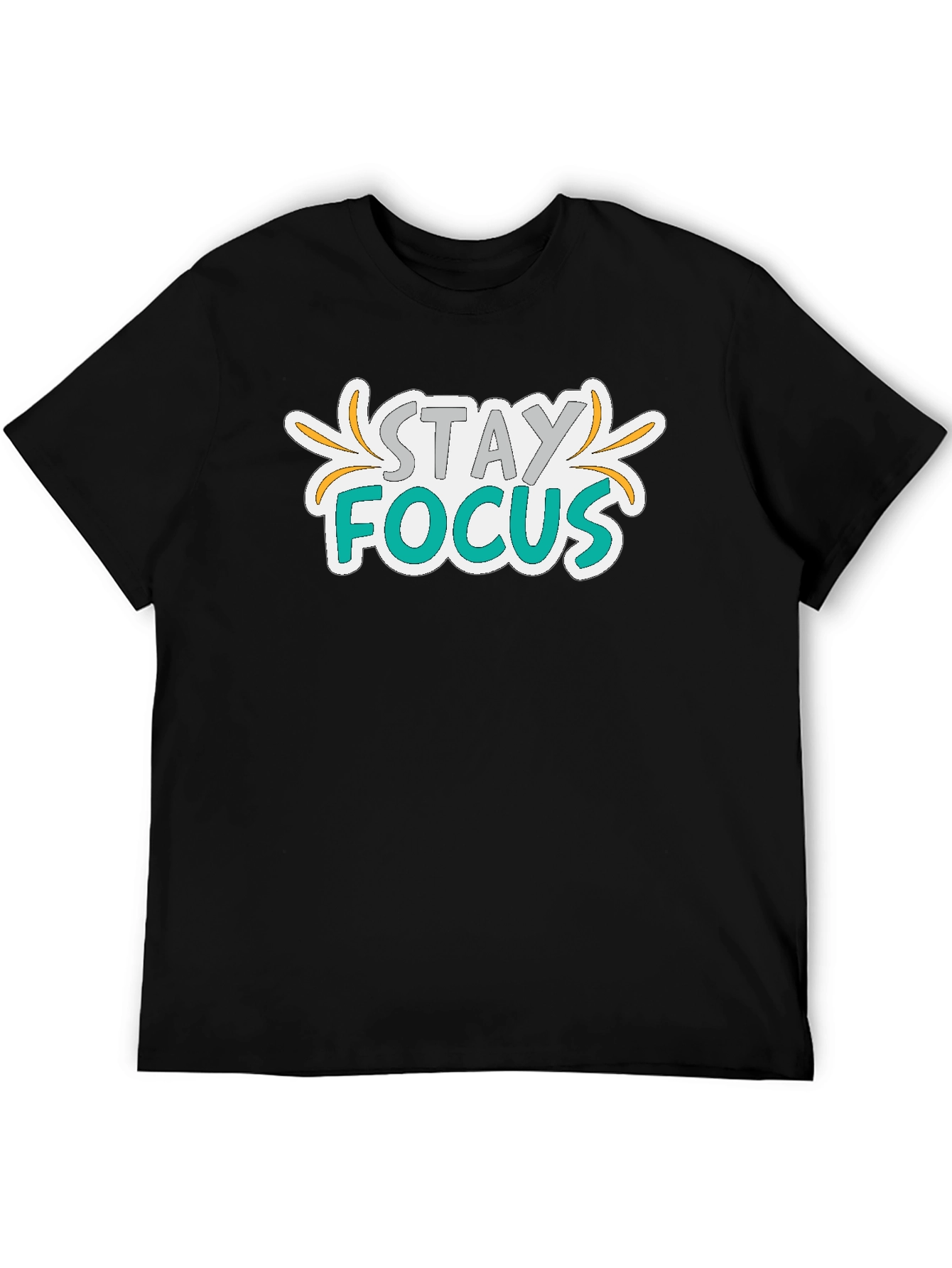 Stay Focus Graphic Print Black T-Shirt